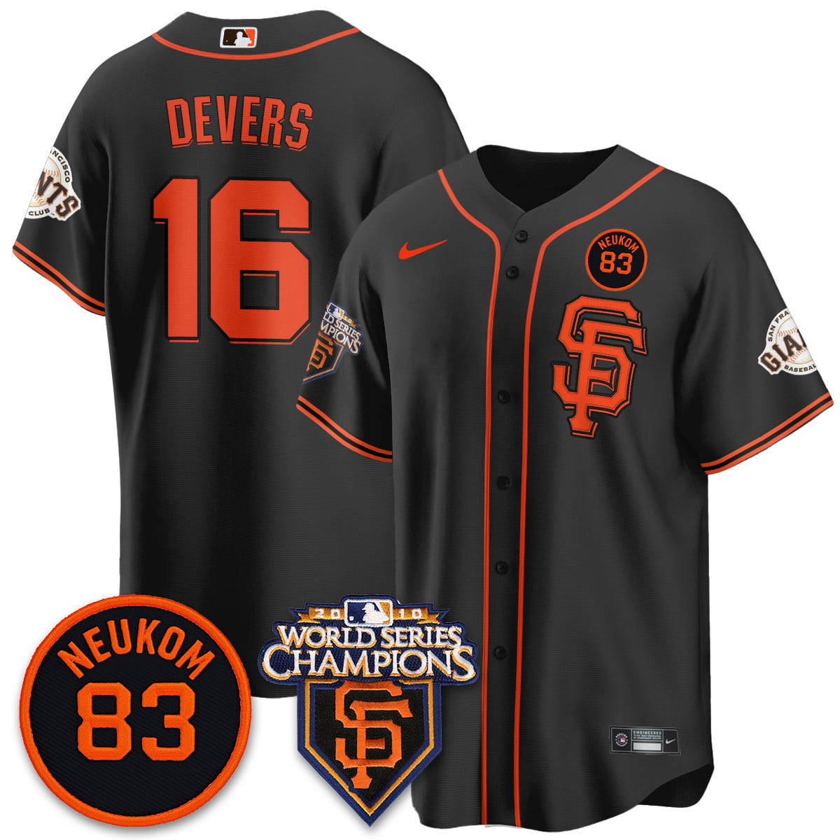 Women's Giants Bill Neukom Memories Jersey - 2010 World Series Champions - All Stitched