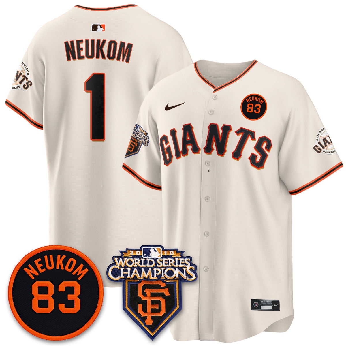 Women's Giants Bill Neukom Memories Jersey - 2010 World Series Champions - All Stitched