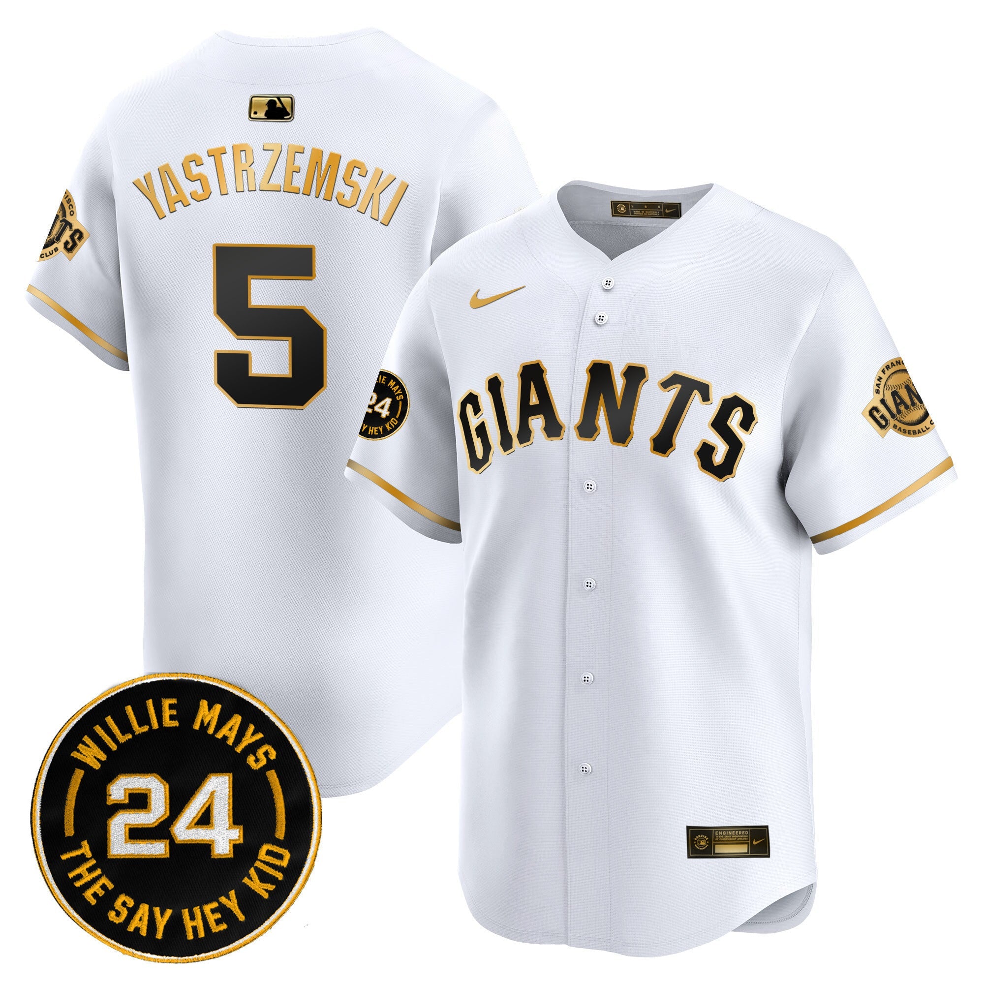 Men's San Francisco Giants 2024 Willie Mays Patch Vapor Premier Limited Jersey - All Stitched