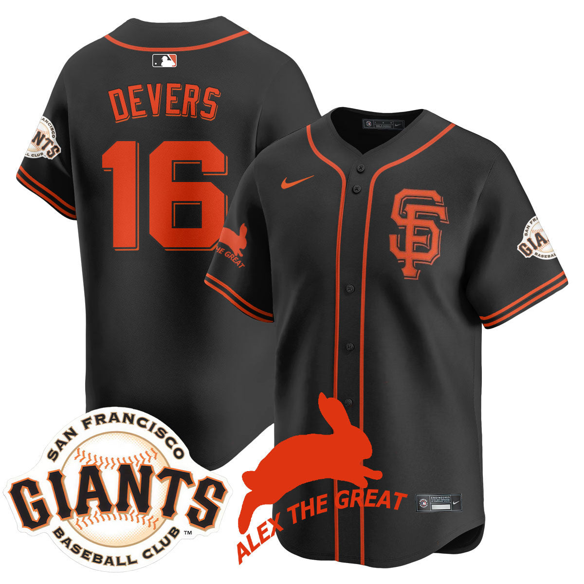 Women's San Francisco Giants "Alex the Great" Rabbit Memories 2025 Jersey - All Stitched