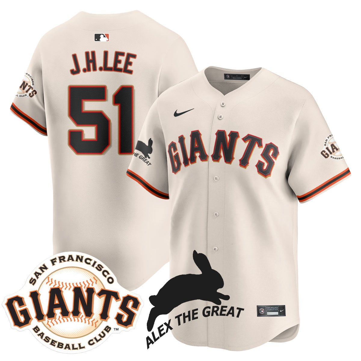 Women's San Francisco Giants "Alex the Great" Rabbit Memories 2025 Jersey - All Stitched
