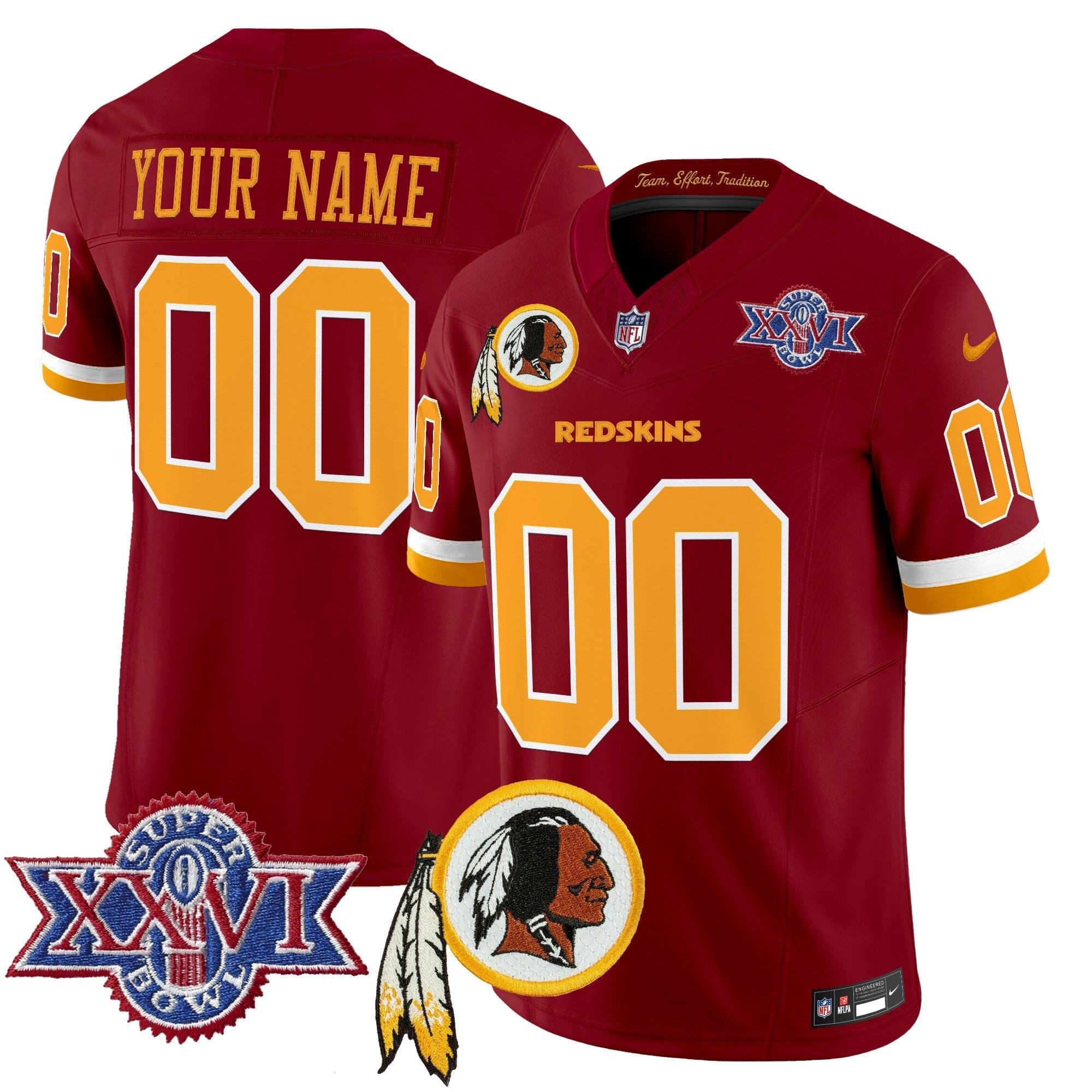 Washington Redskins Throwback 1992 Super Bowl XXVI Patch Vapor Limited Custom Jersey V3 - All Stitched