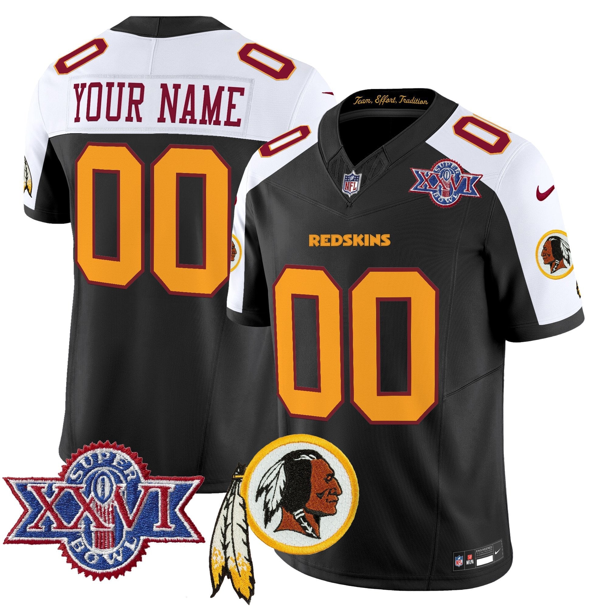 Washington Redskins Throwback 1992 Super Bowl XXVI Patch Vapor Limited Custom Jersey V3 - All Stitched