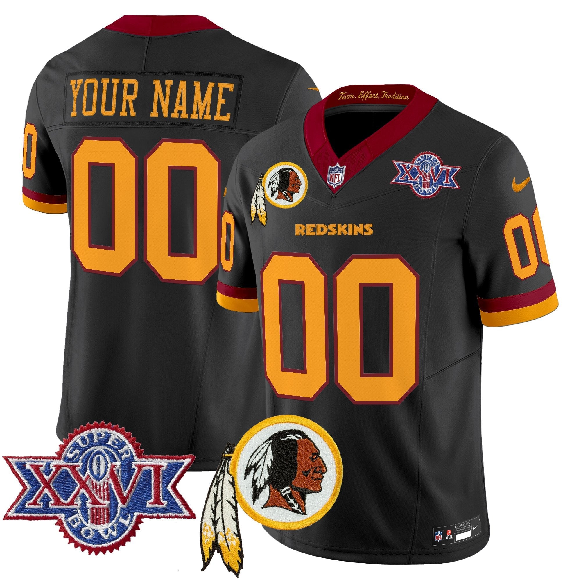Washington Redskins Throwback 1992 Super Bowl XXVI Patch Vapor Limited Custom Jersey V3 - All Stitched