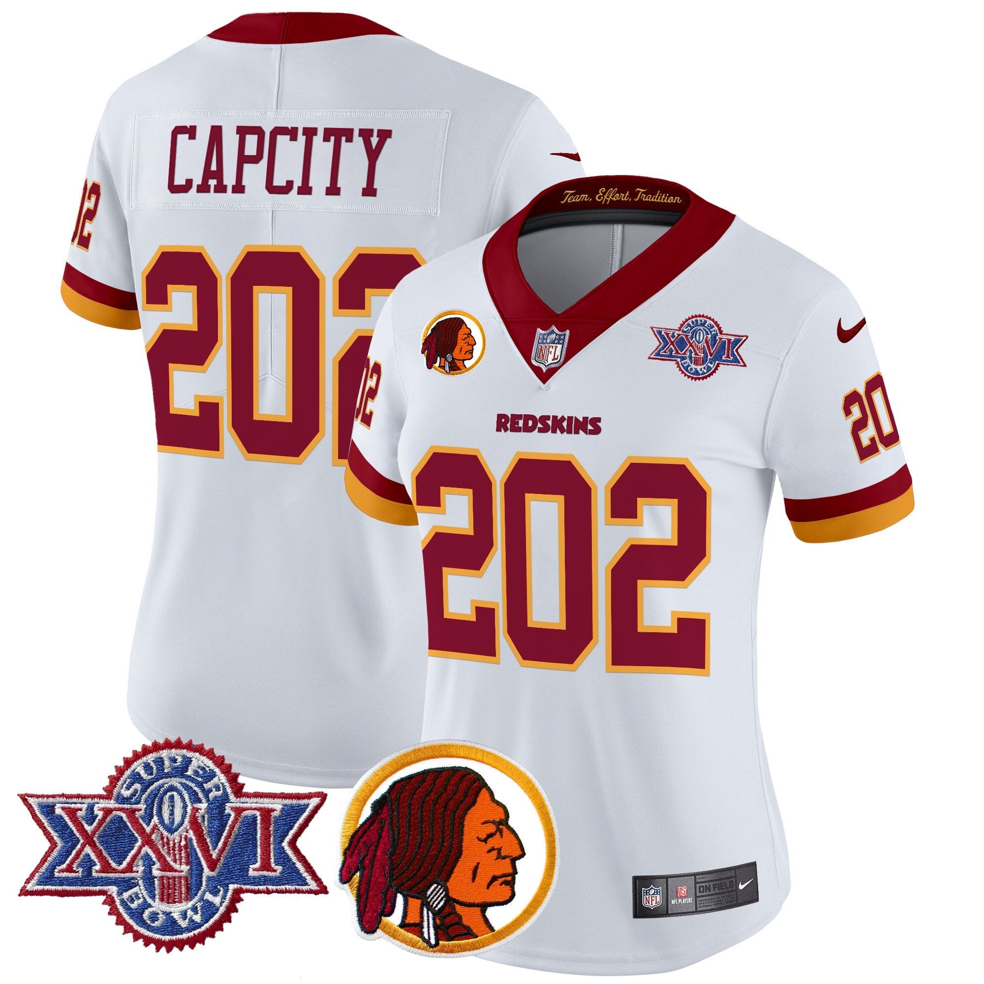 Women's Washington Redskins Throwback 1992 Super Bowl XXVI Patch Vapor Limited Jersey V2 - All Stitched