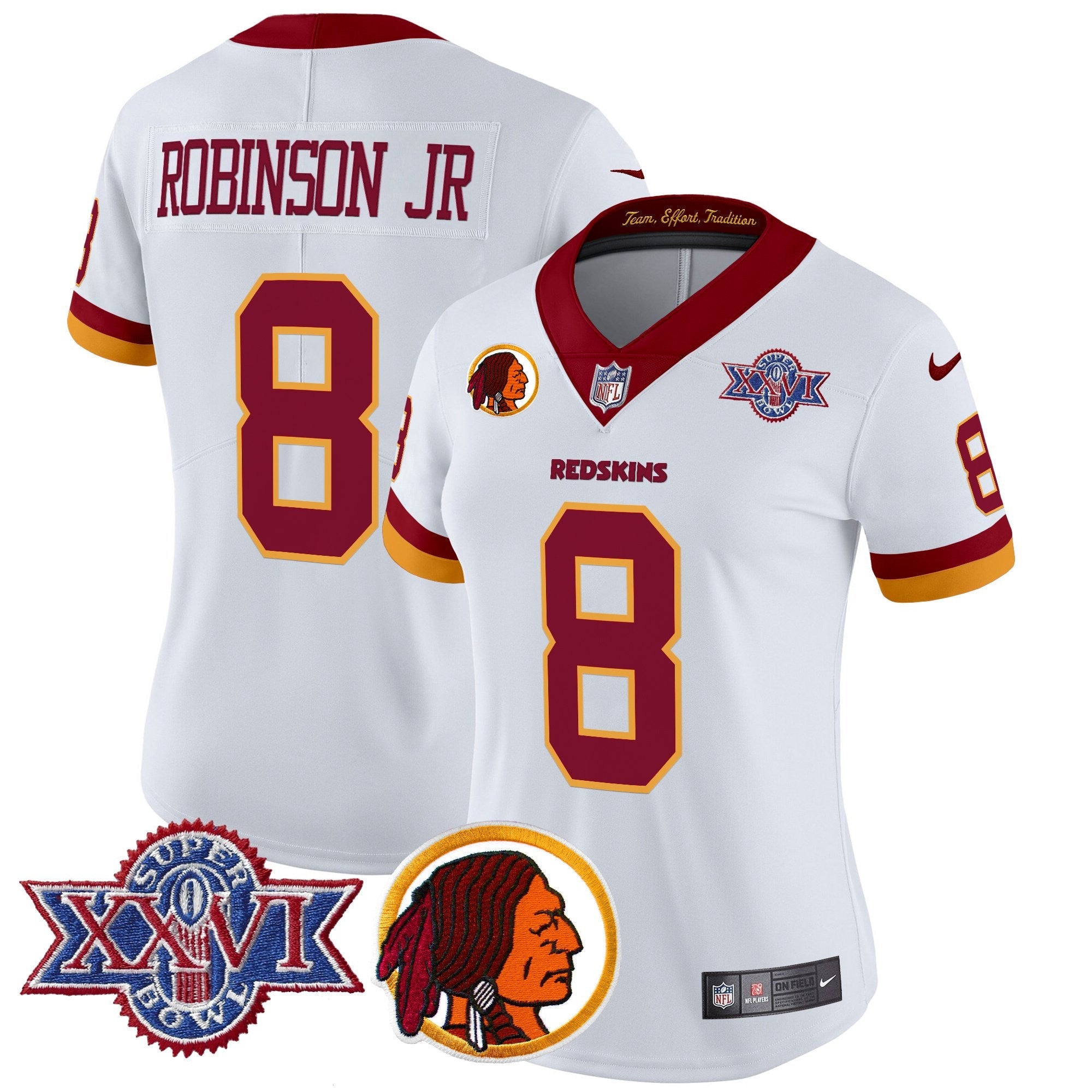 Women's Washington Redskins Throwback 1992 Super Bowl XXVI Patch Vapor Limited Jersey V2 - All Stitched