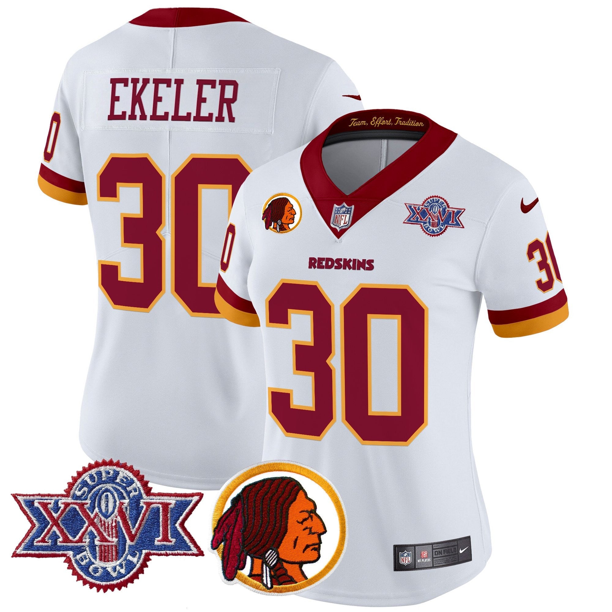 Women's Washington Redskins Throwback 1992 Super Bowl XXVI Patch Vapor Limited Jersey V2 - All Stitched