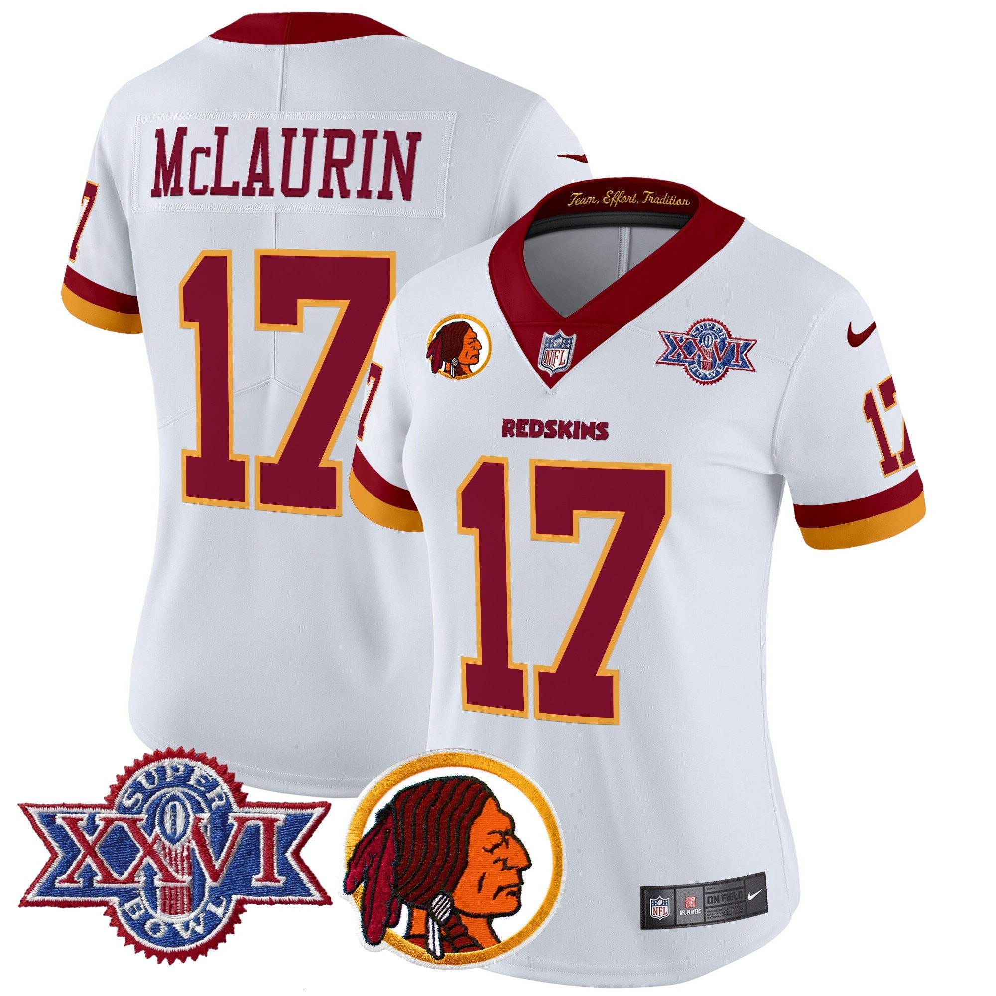 Women's Washington Redskins Throwback 1992 Super Bowl XXVI Patch Vapor Limited Jersey V2 - All Stitched