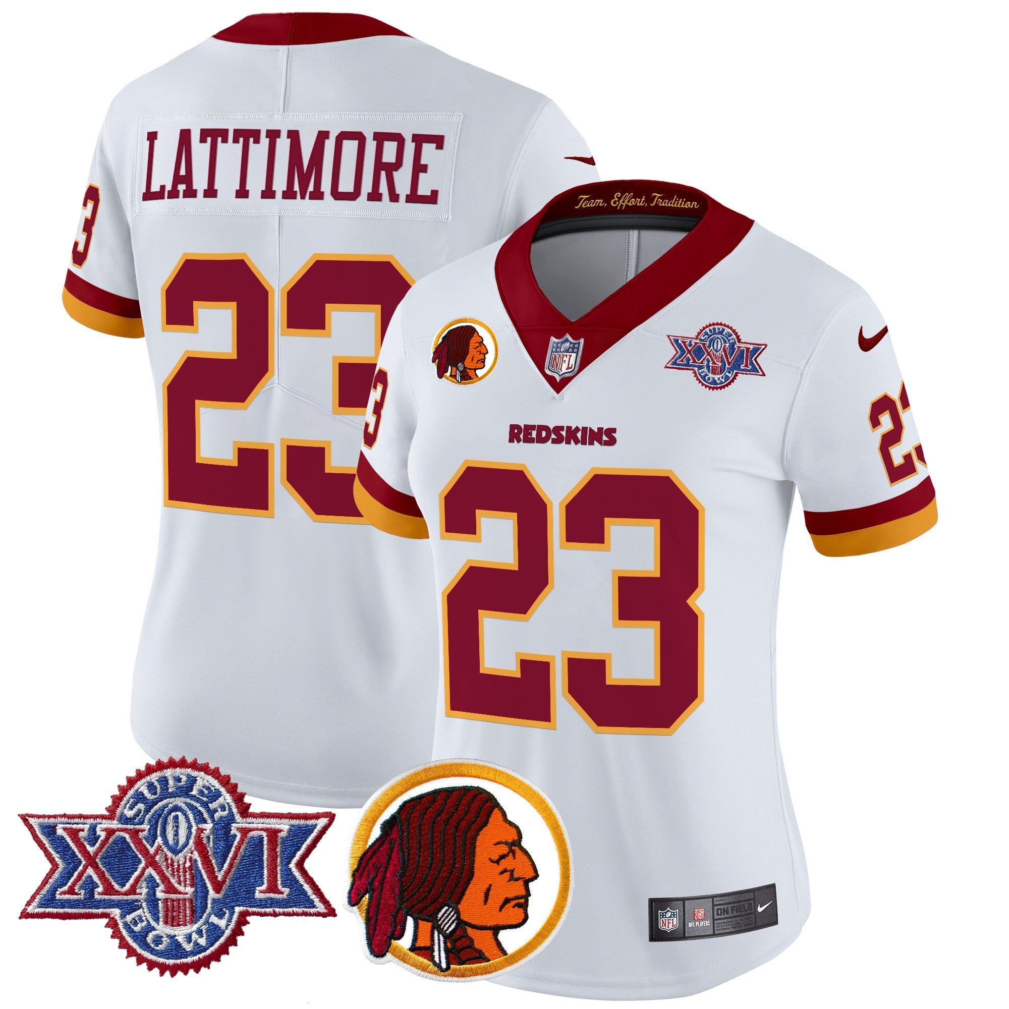 Women's Washington Redskins Throwback 1992 Super Bowl XXVI Patch Vapor Limited Jersey V2 - All Stitched