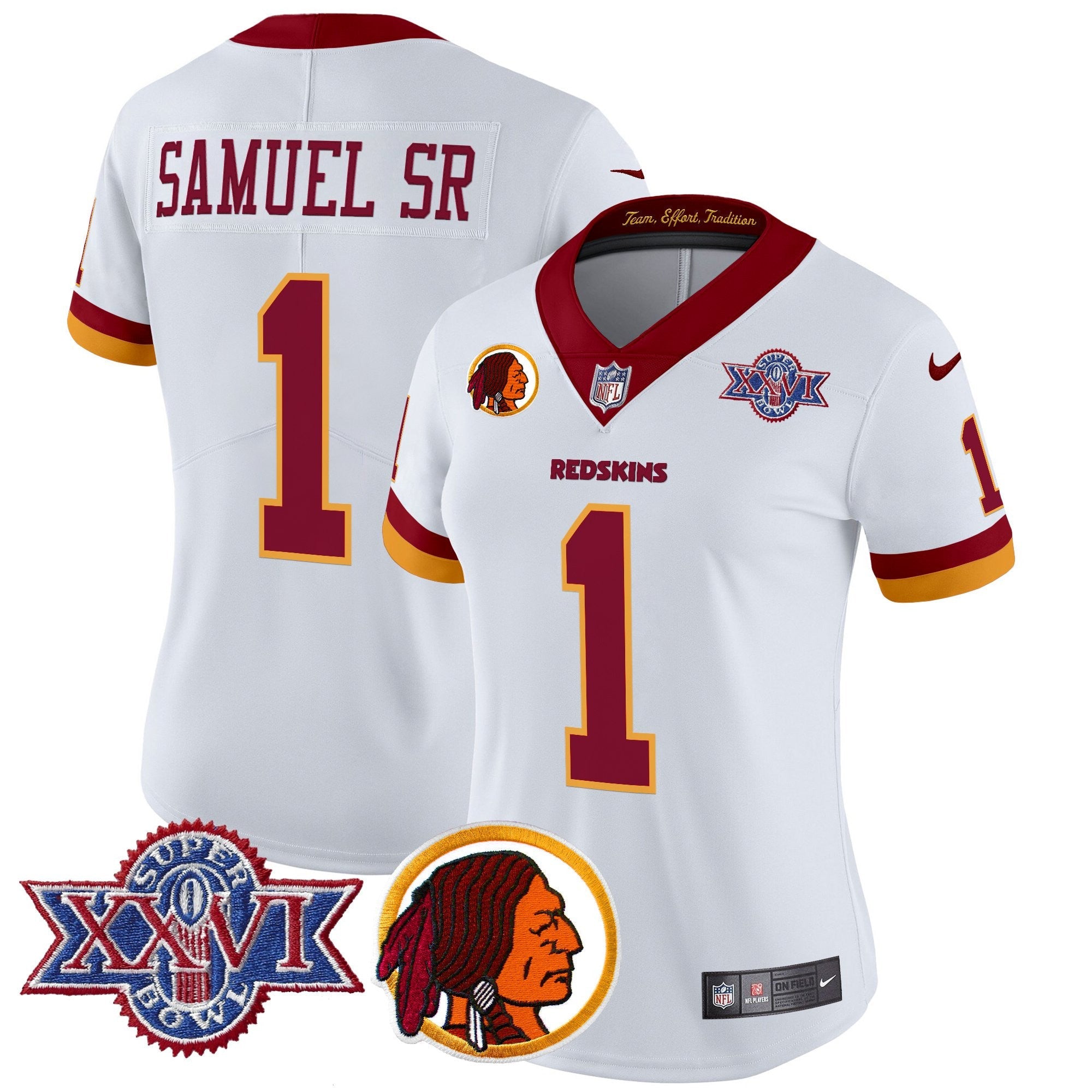 Women's Washington Redskins Throwback 1992 Super Bowl XXVI Patch Vapor Limited Jersey V2 - All Stitched