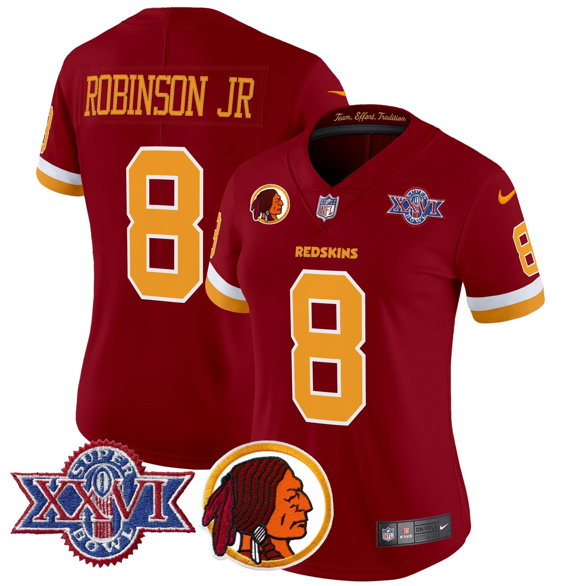 Women's Washington Redskins Throwback 1992 Super Bowl XXVI Patch Vapor Limited Jersey V2 - All Stitched