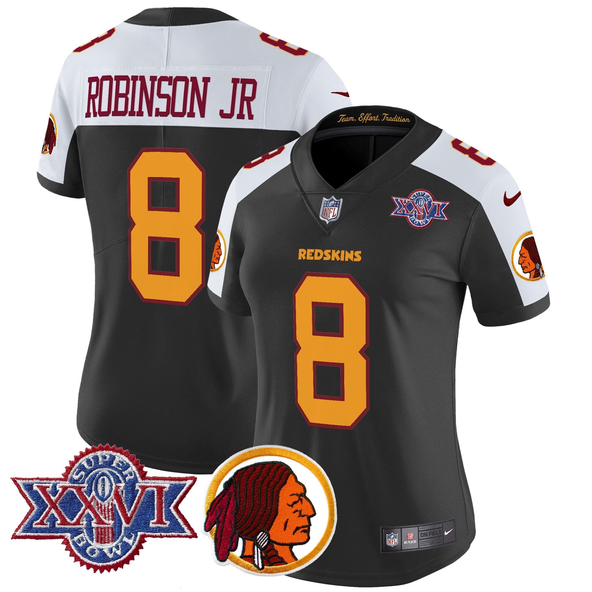 Women's Washington Redskins Throwback 1992 Super Bowl XXVI Patch Vapor Limited Jersey V2 - All Stitched