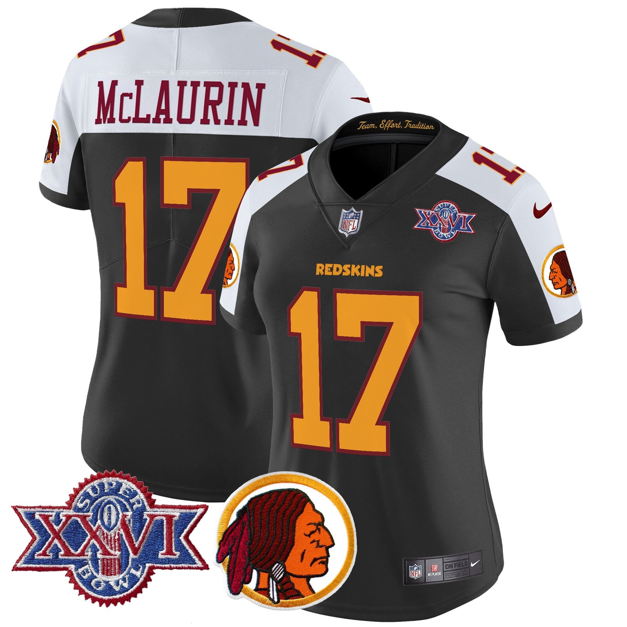 Women's Washington Redskins Throwback 1992 Super Bowl XXVI Patch Vapor Limited Jersey V2 - All Stitched