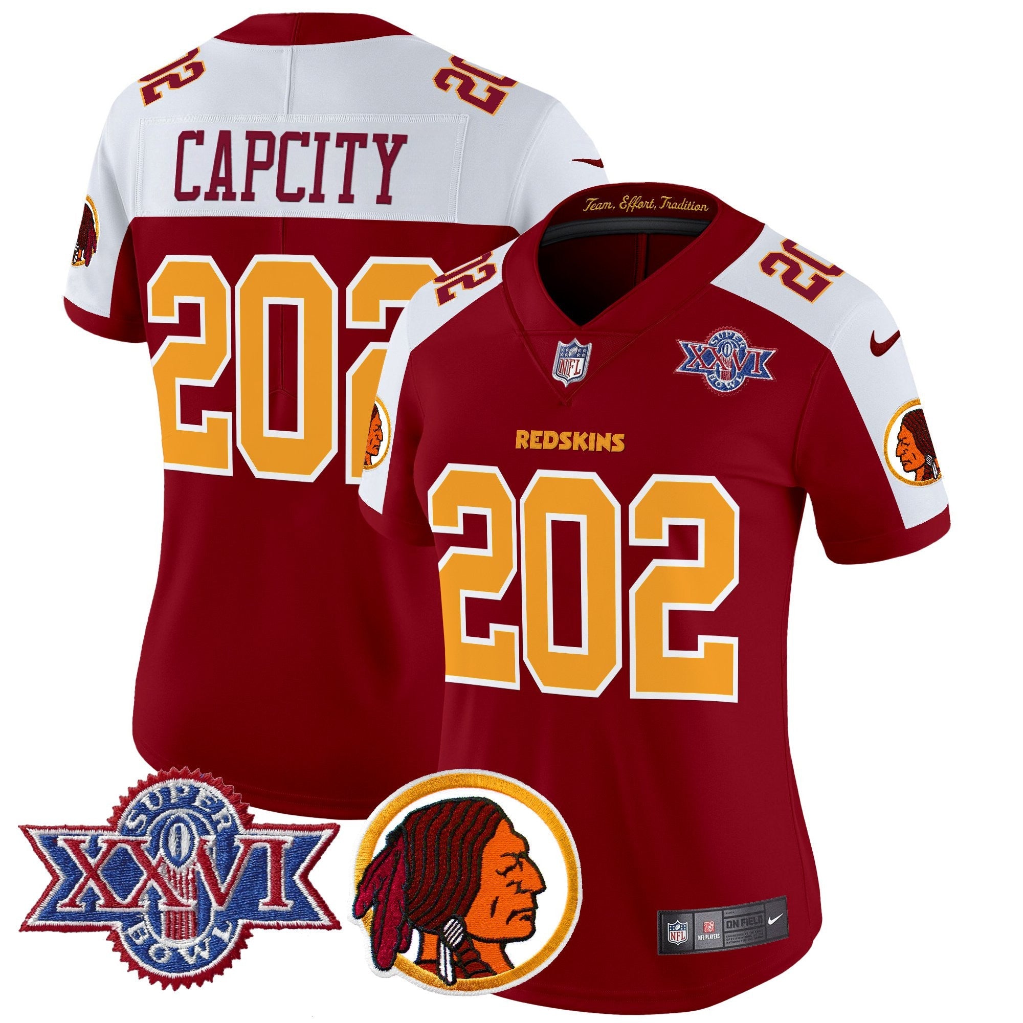 Women's Washington Redskins Throwback 1992 Super Bowl XXVI Patch Vapor Limited Jersey V2 - All Stitched
