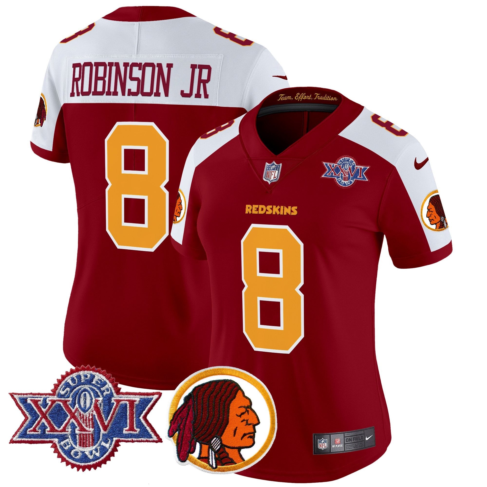 Women's Washington Redskins Throwback 1992 Super Bowl XXVI Patch Vapor Limited Jersey V2 - All Stitched