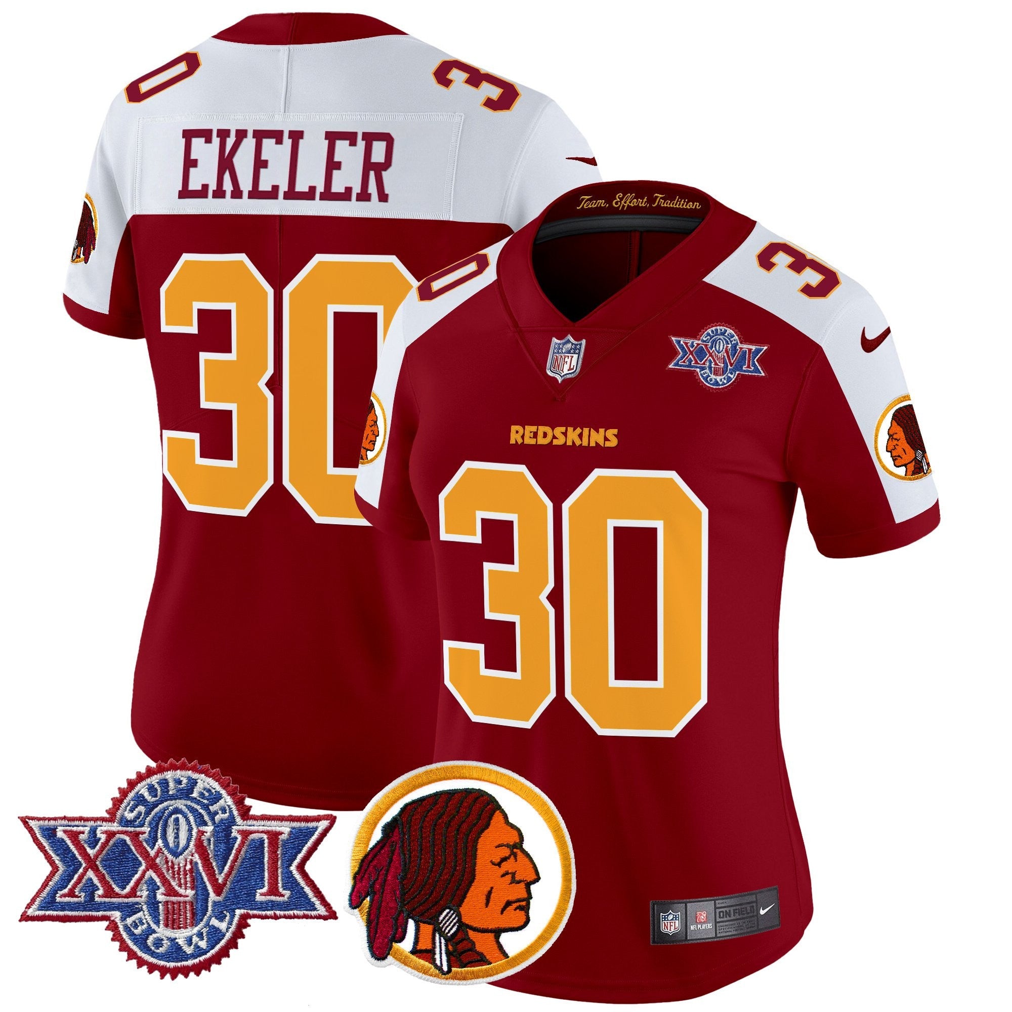 Women's Washington Redskins Throwback 1992 Super Bowl XXVI Patch Vapor Limited Jersey V2 - All Stitched