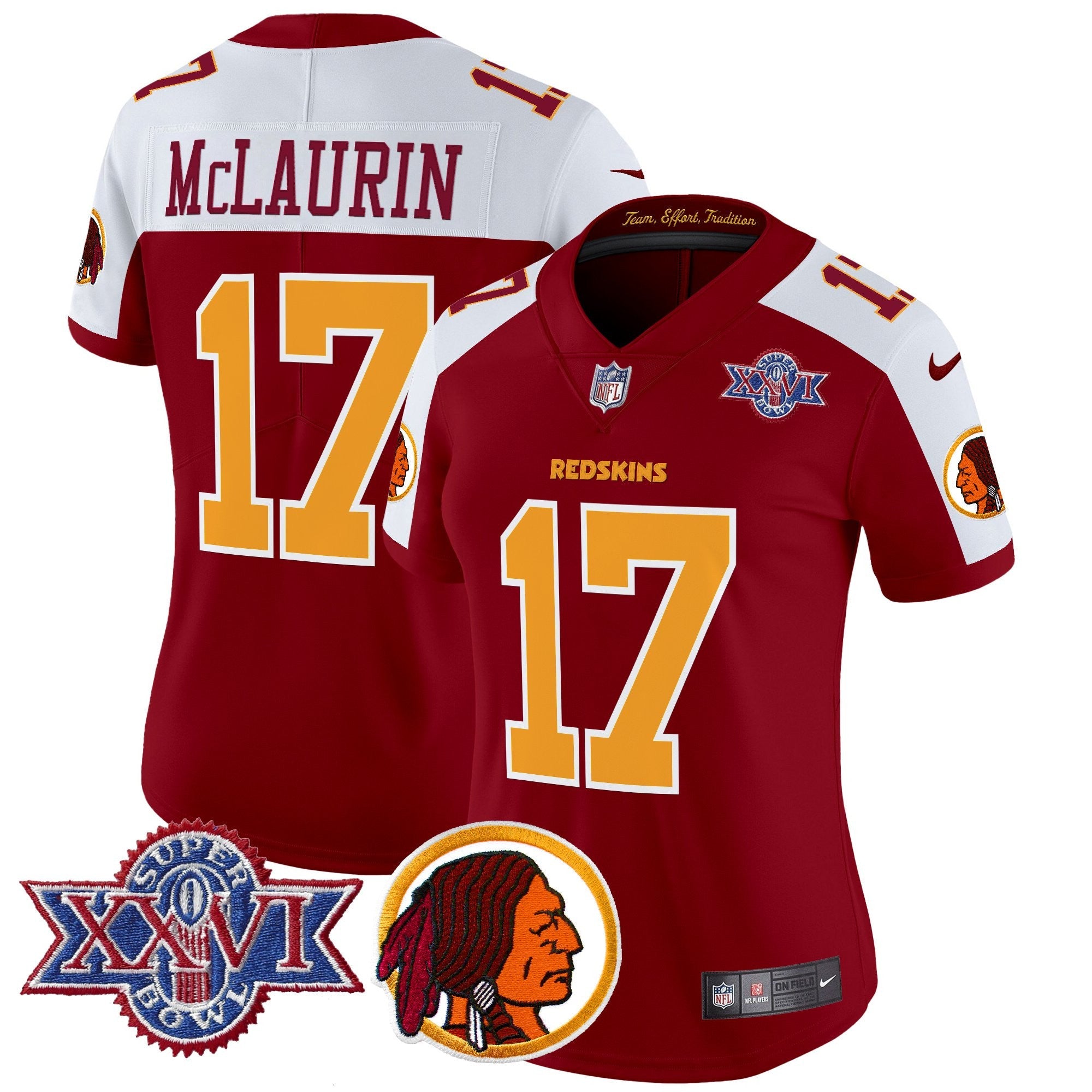 Women's Washington Redskins Throwback 1992 Super Bowl XXVI Patch Vapor Limited Jersey V2 - All Stitched