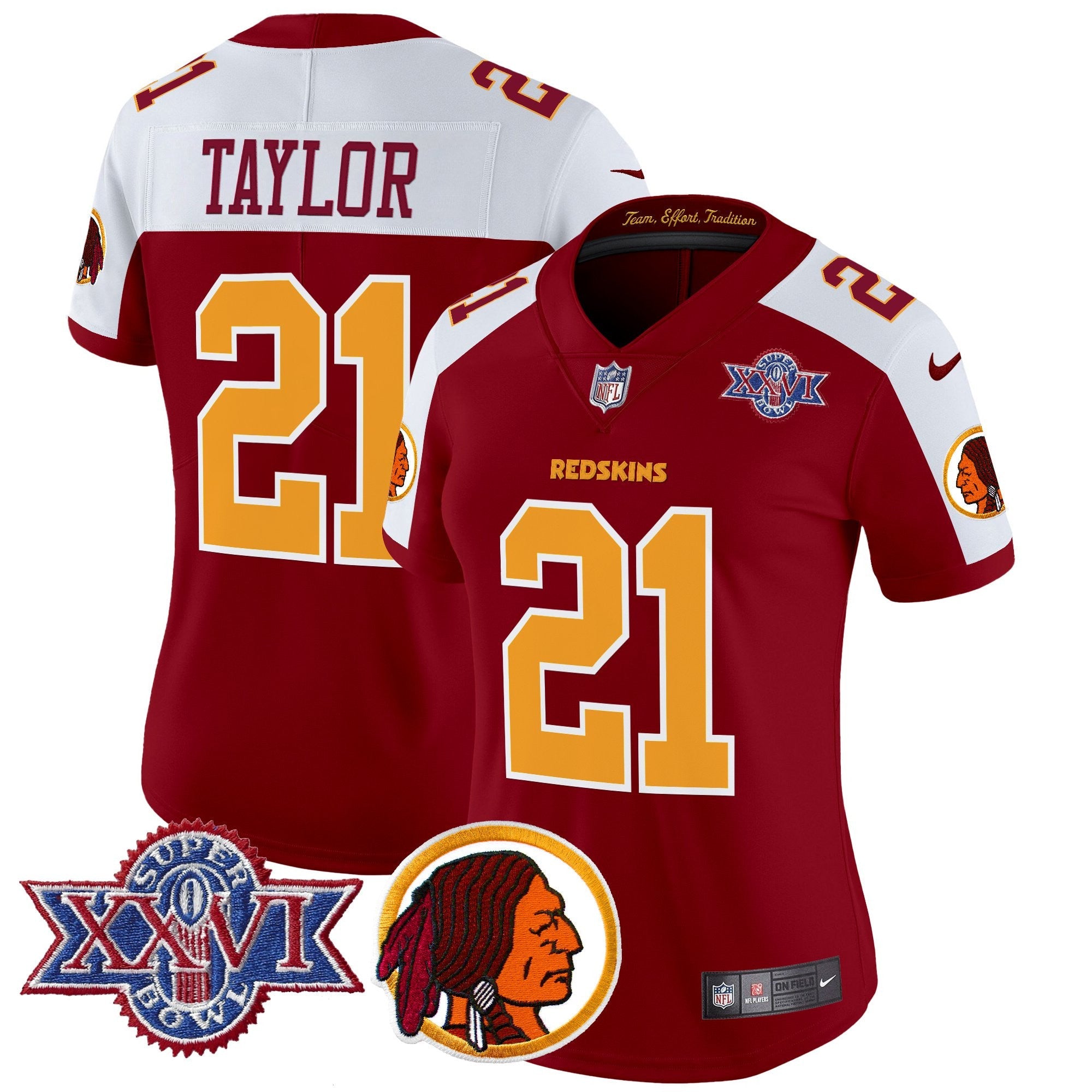 Women's Washington Redskins Throwback 1992 Super Bowl XXVI Patch Vapor Limited Jersey V2 - All Stitched