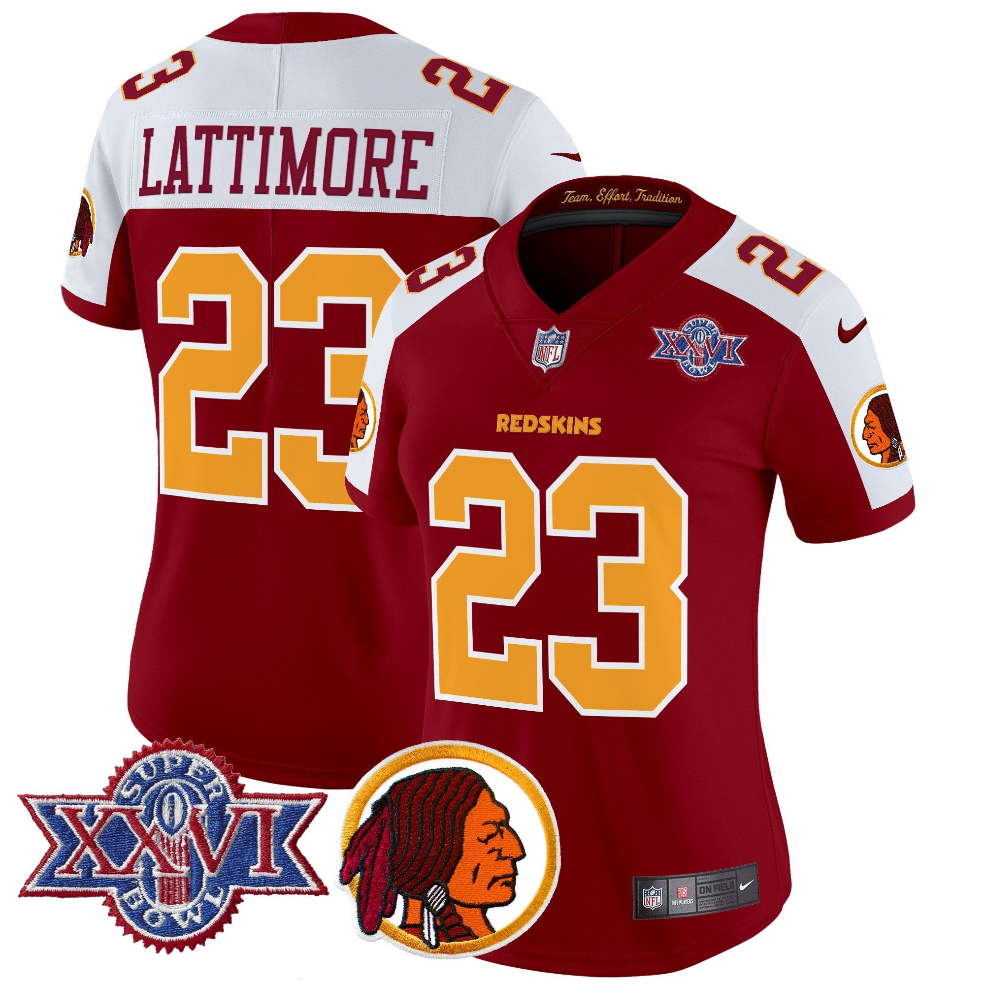 Women's Washington Redskins Throwback 1992 Super Bowl XXVI Patch Vapor Limited Jersey V2 - All Stitched
