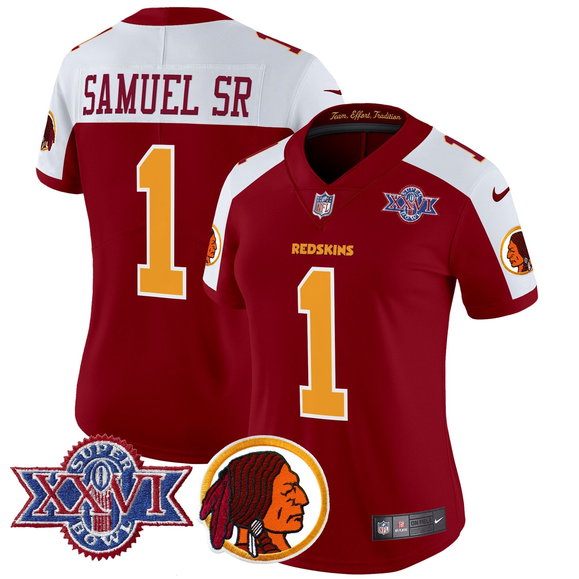 Women's Washington Redskins Throwback 1992 Super Bowl XXVI Patch Vapor Limited Jersey V2 - All Stitched
