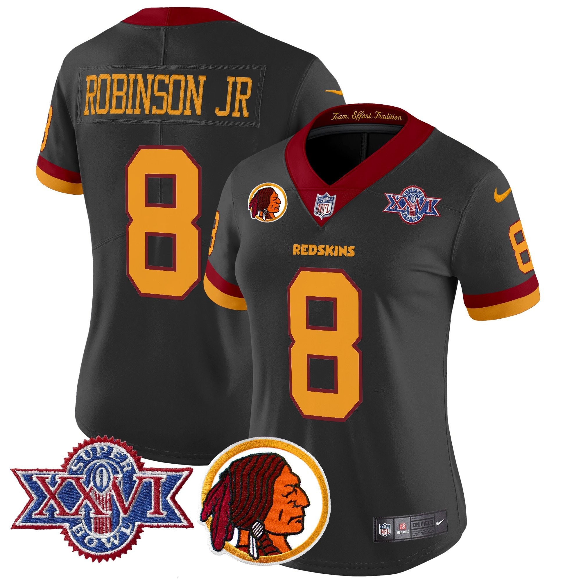 Women's Washington Redskins Throwback 1992 Super Bowl XXVI Patch Vapor Limited Jersey V2 - All Stitched