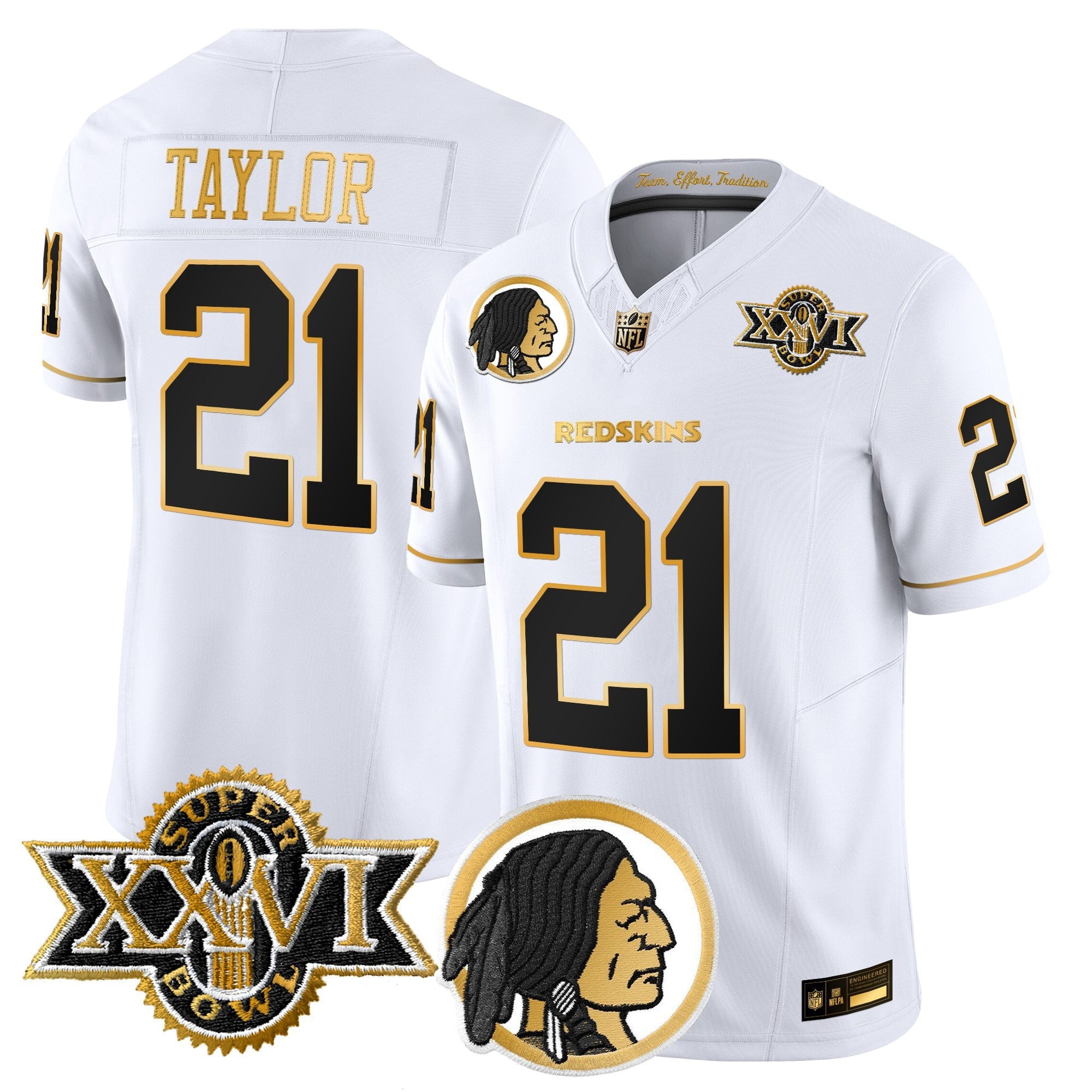 Men's Washington Redskins Throwback 1992 Super Bowl XXVI Patch Gold Vapor Limited Jersey - All Stitched