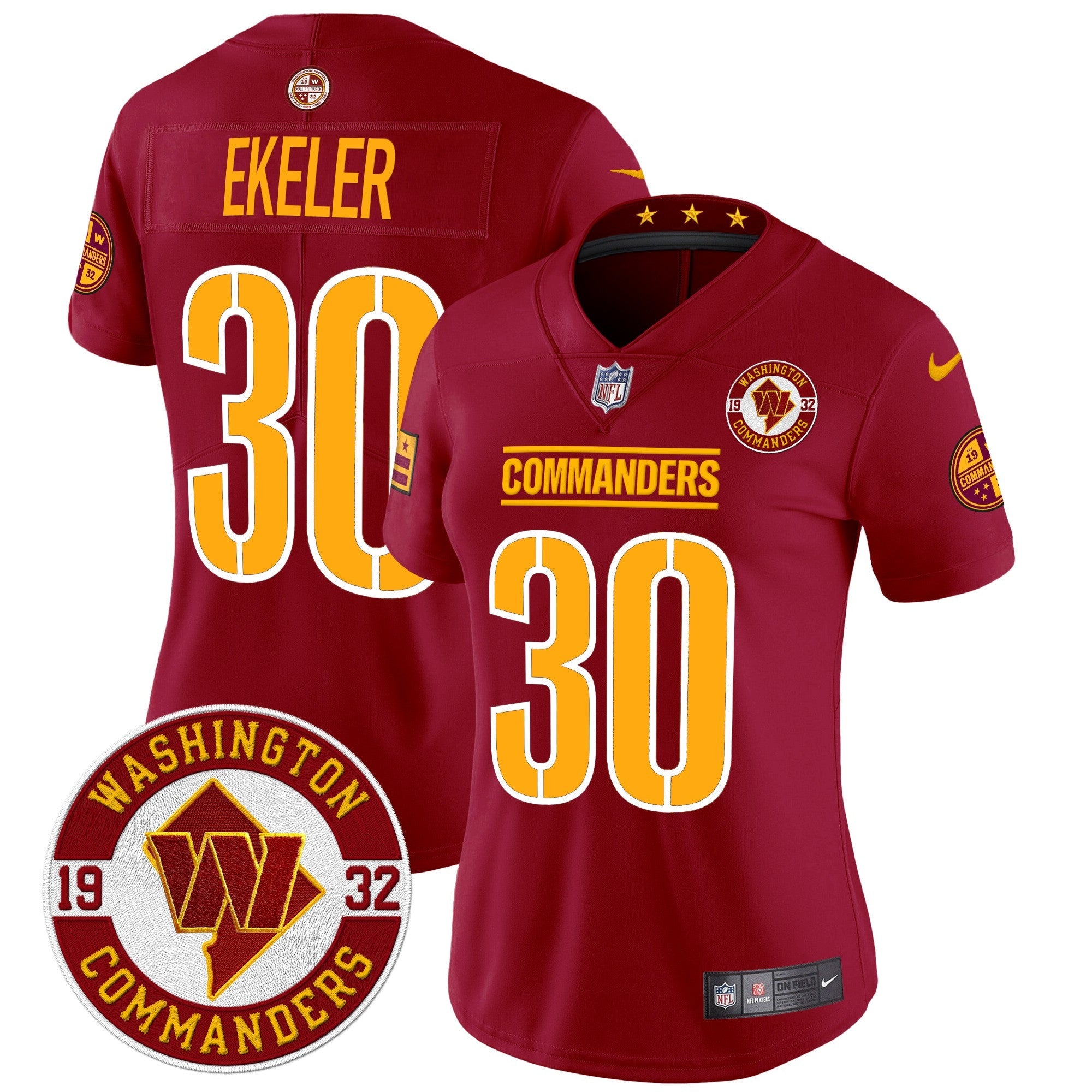 Women's Washington Commanders 2024 Vapor Limited Jersey - Est. 1932 Patch - All Stitched