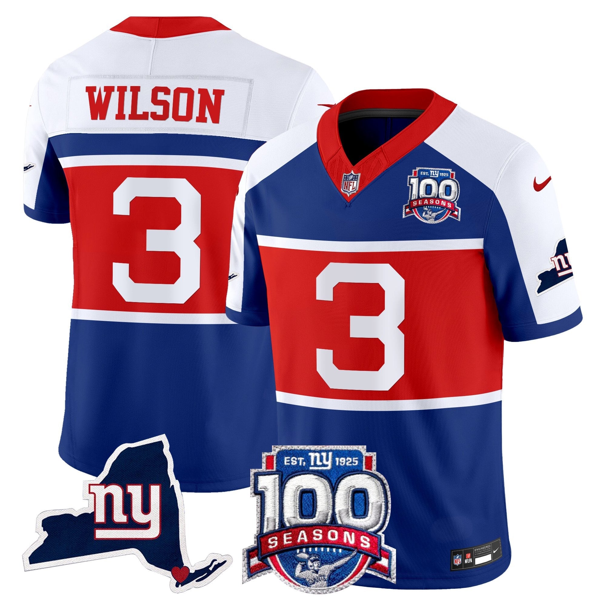 Men's New York Giants 'Century Red' 100th Commemorative Vapor Jersey V2 - All Stitched