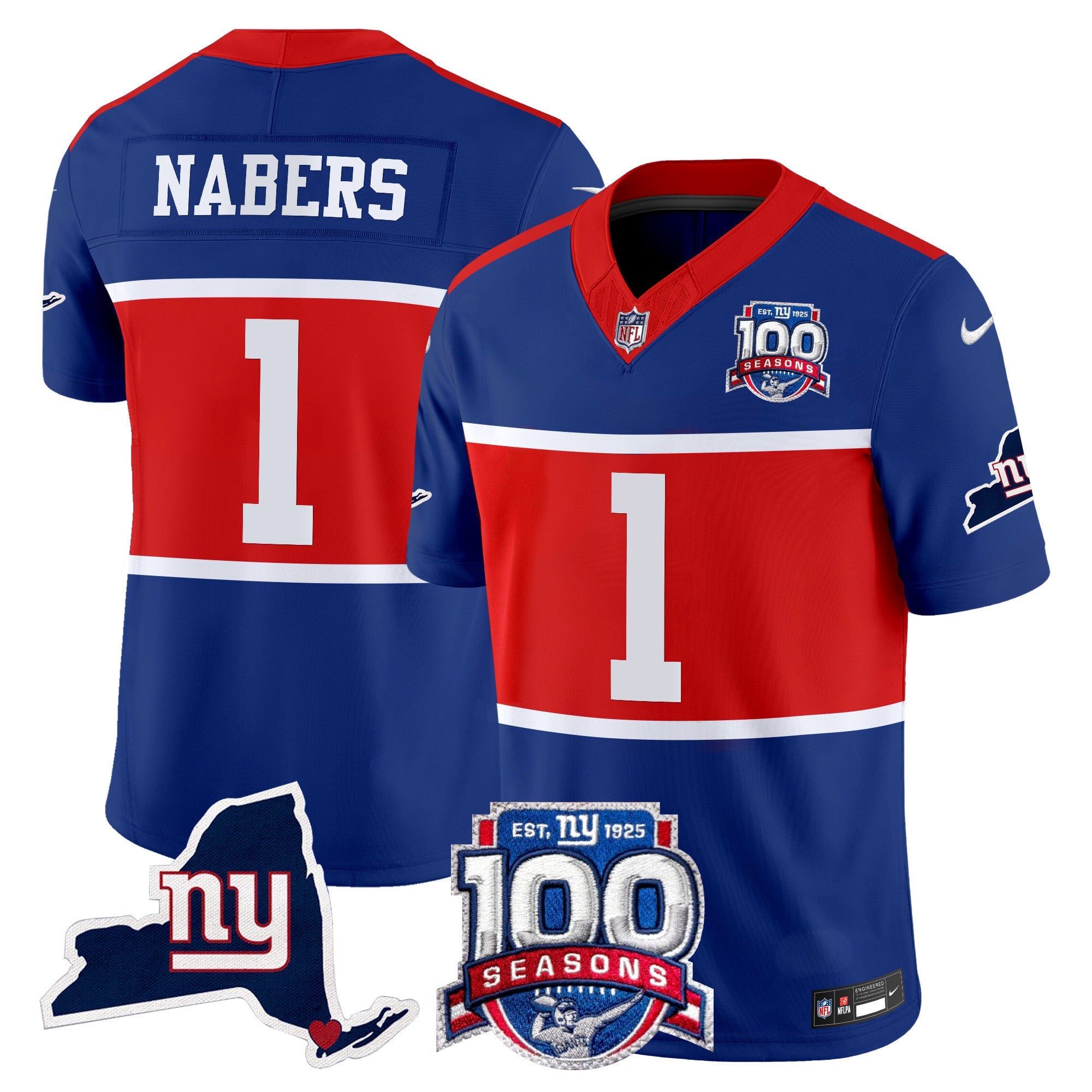 Men's New York Giants 'Century Red' 100th Commemorative Vapor Jersey V2 - All Stitched