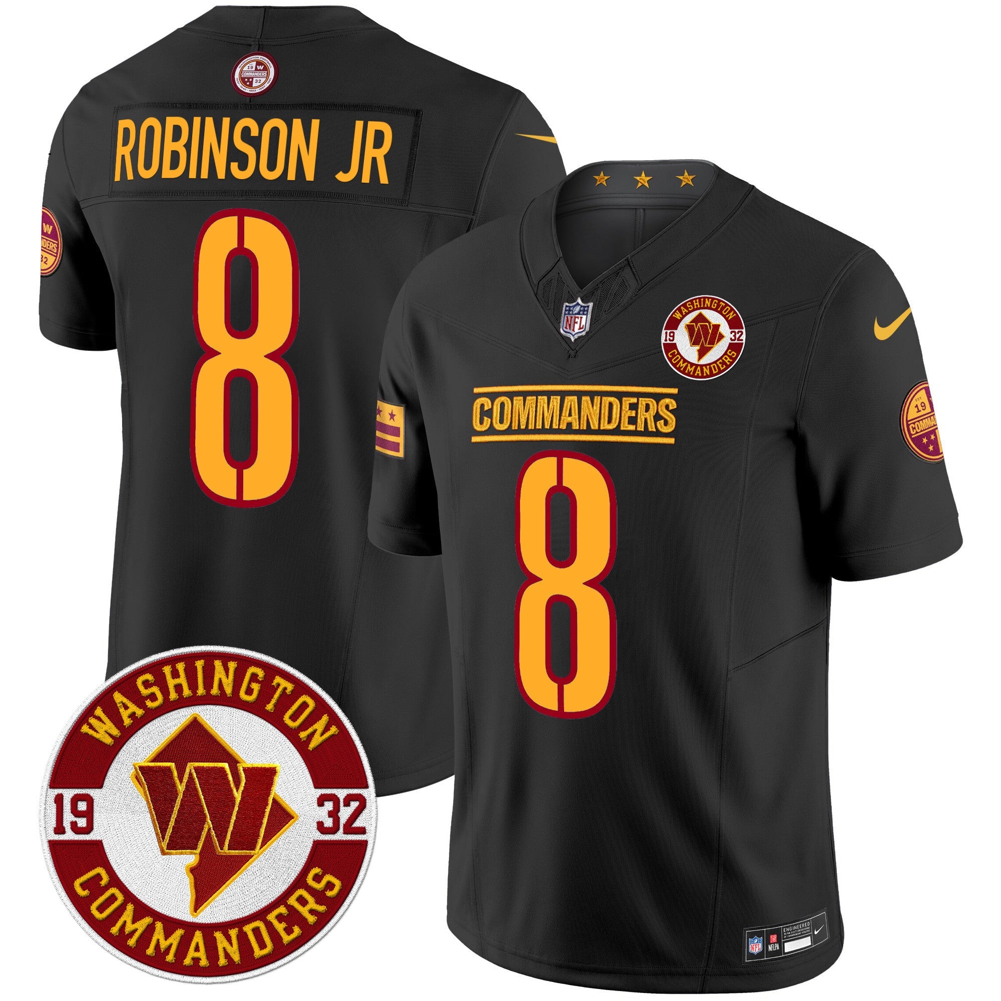 Men's Washington Commanders 2024 Vapor Limited Jersey - Est. 1932 Patch - All Stitched