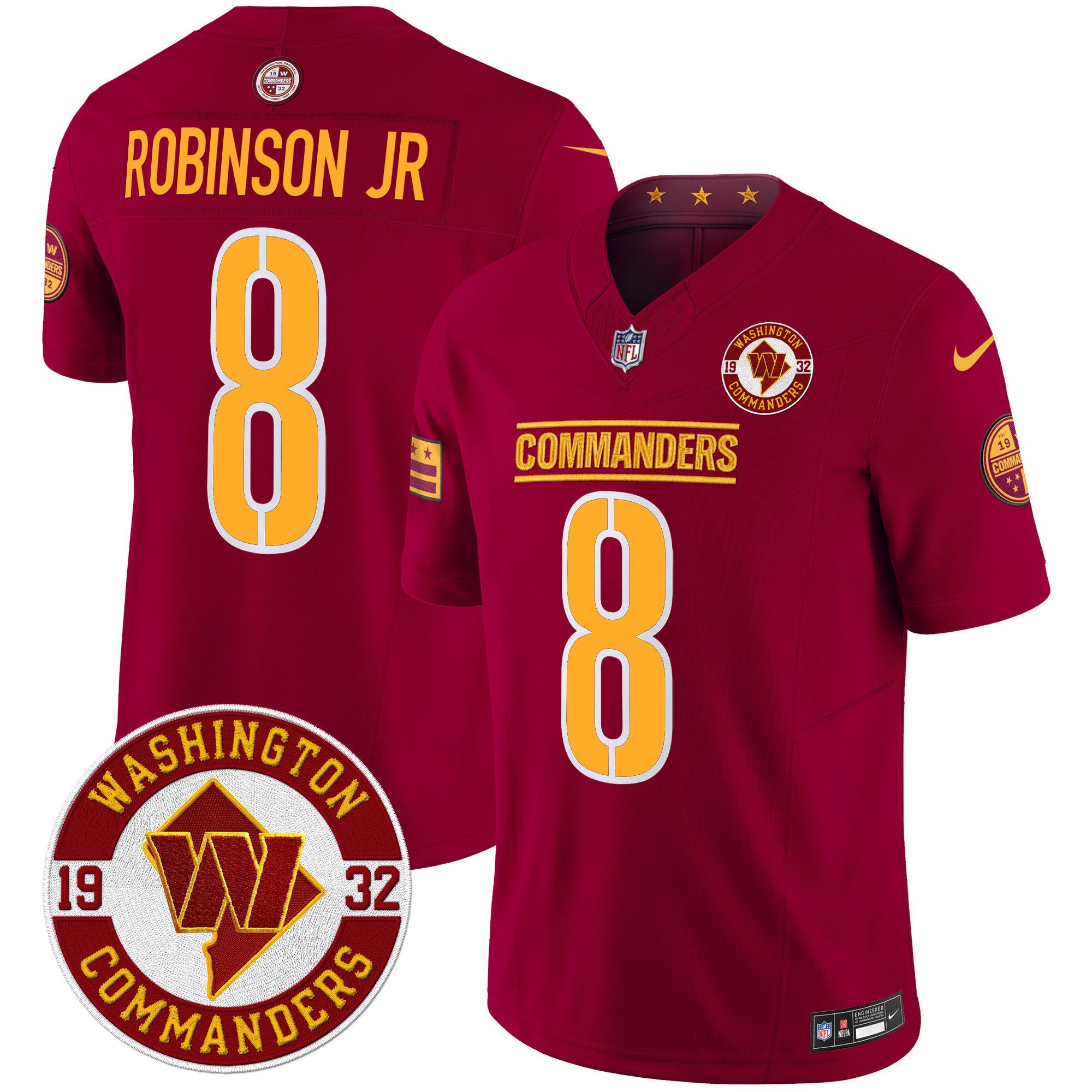 Men's Washington Commanders 2024 Vapor Limited Jersey - Est. 1932 Patch - All Stitched