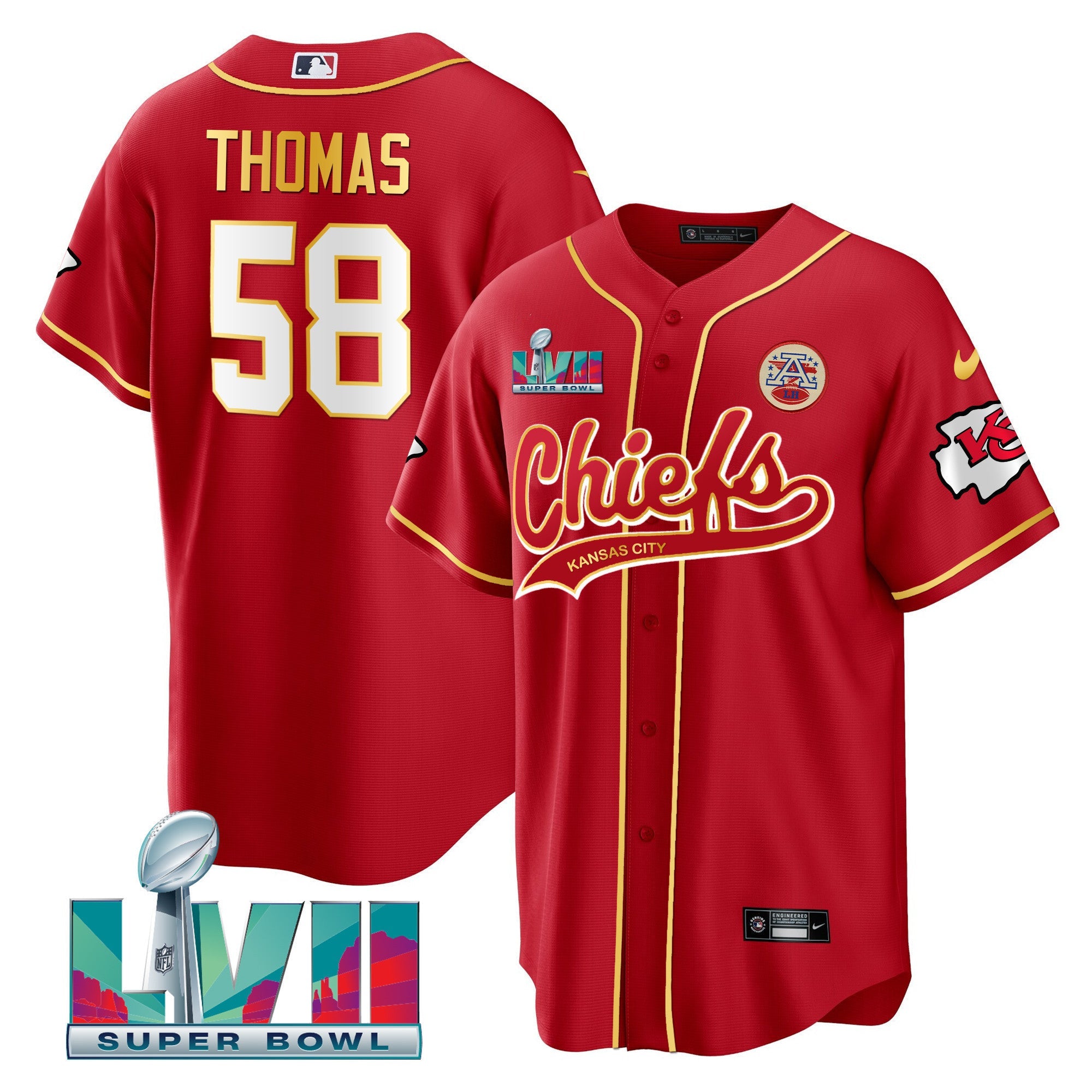 Men's Chiefs Super Bowl LVII Cool base Jersey - All Stitched