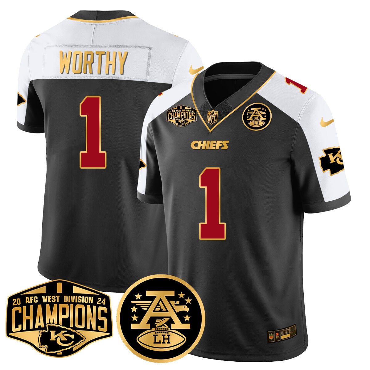 Men's Chiefs 2024 AFC West Champs Jersey - All Stitched
