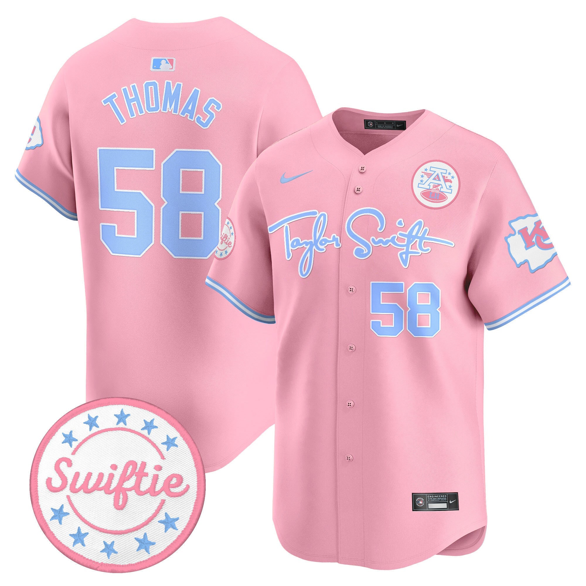 Men's Chiefs Taylor Swift Bubblegum Pink Vapor Premier Limited Jersey - All Stitched