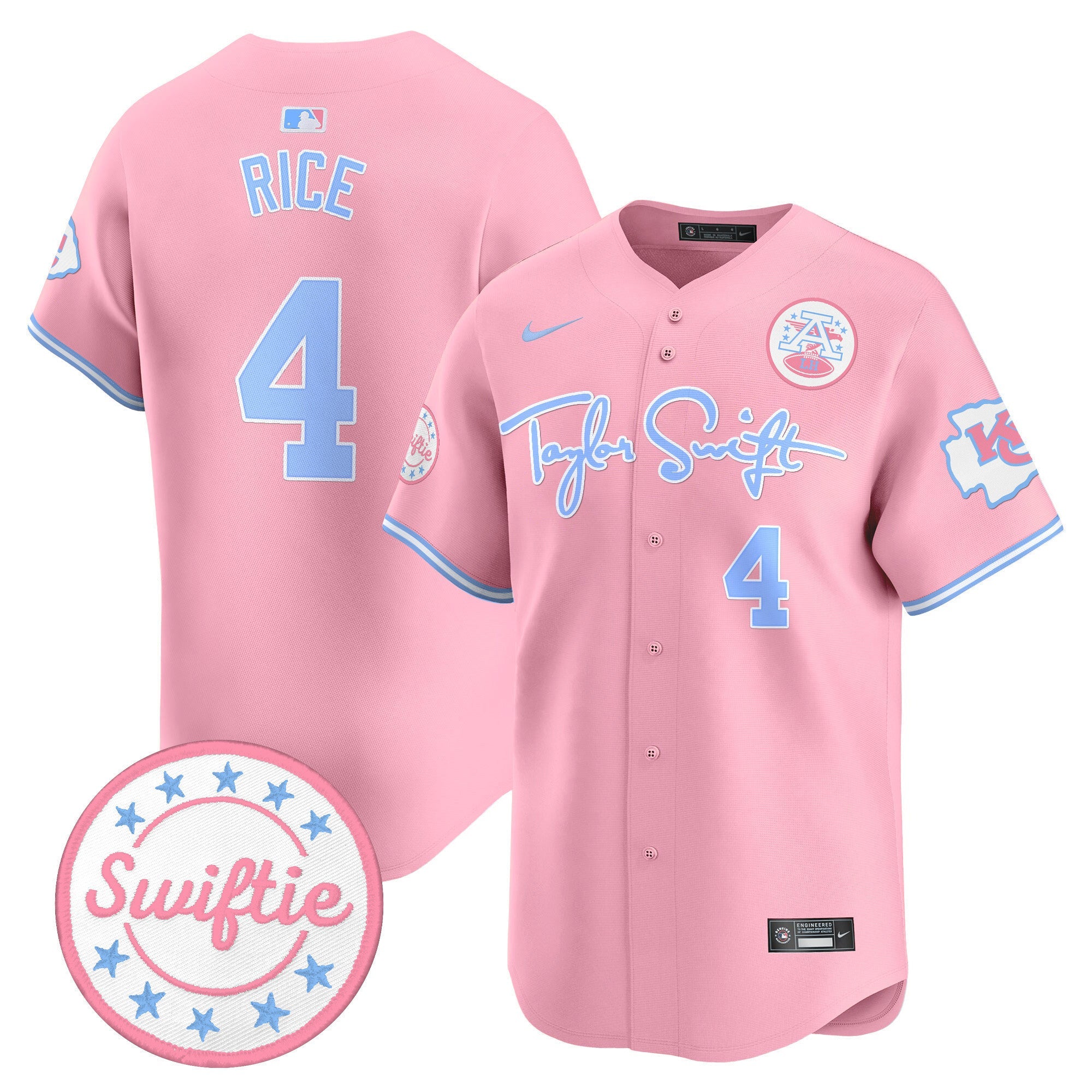 Men's Chiefs Taylor Swift Bubblegum Pink Vapor Premier Limited Jersey - All Stitched