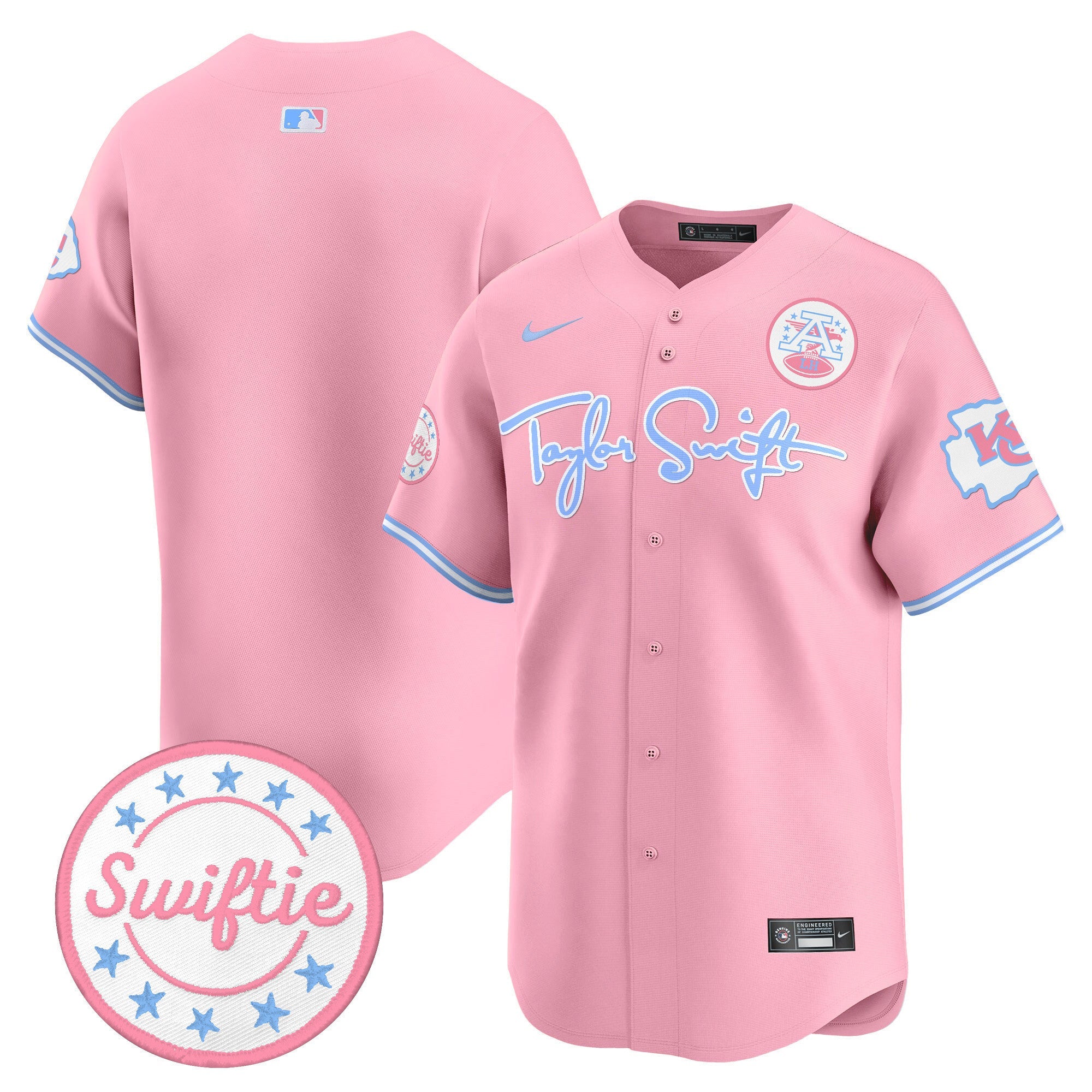 Men's Chiefs Taylor Swift Bubblegum Pink Vapor Premier Limited Jersey - All Stitched