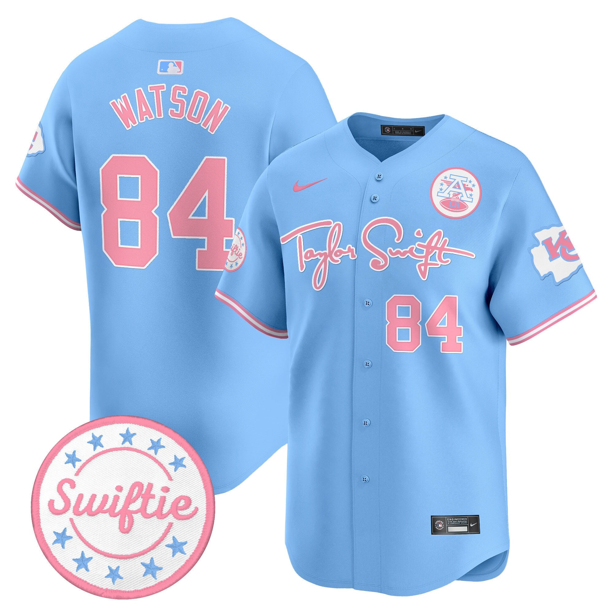 Men's Chiefs Taylor Swift Bubblegum Pink Vapor Premier Limited Jersey - All Stitched