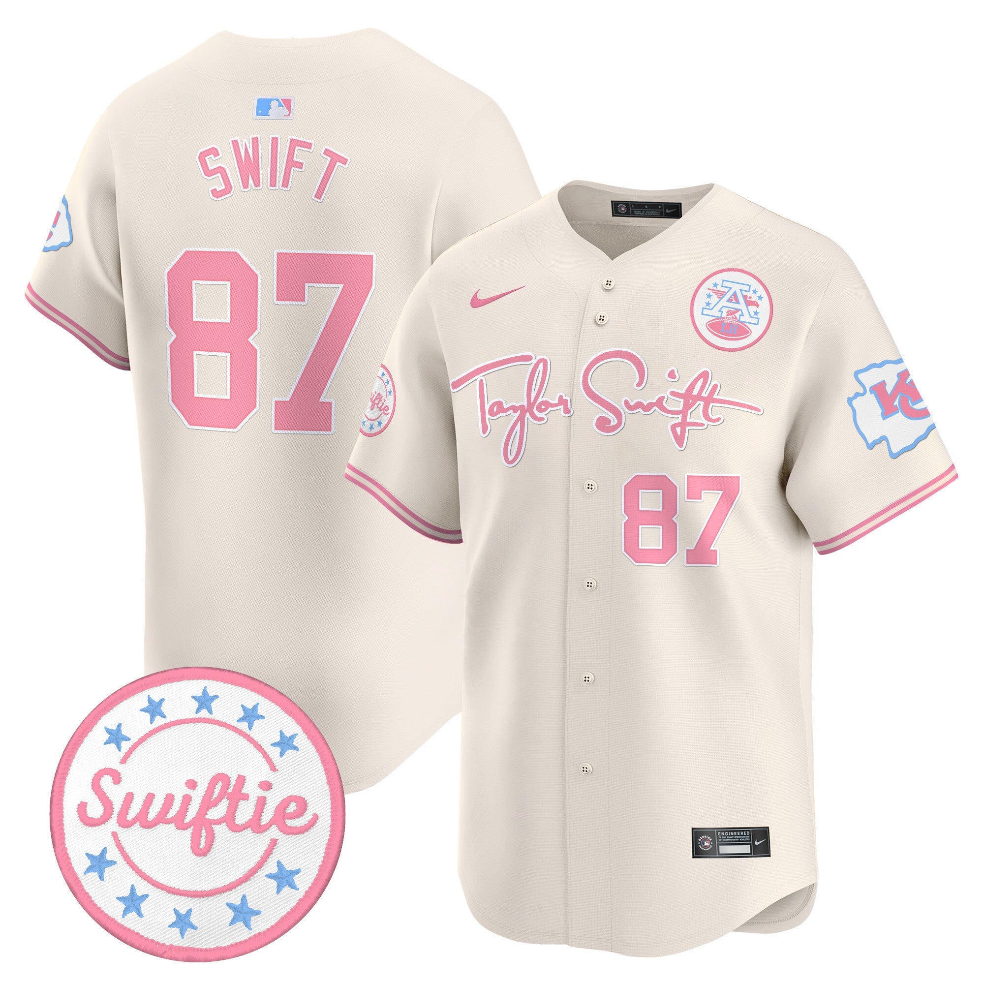Men's Chiefs Taylor Swift Bubblegum Pink Vapor Premier Limited Jersey - All Stitched