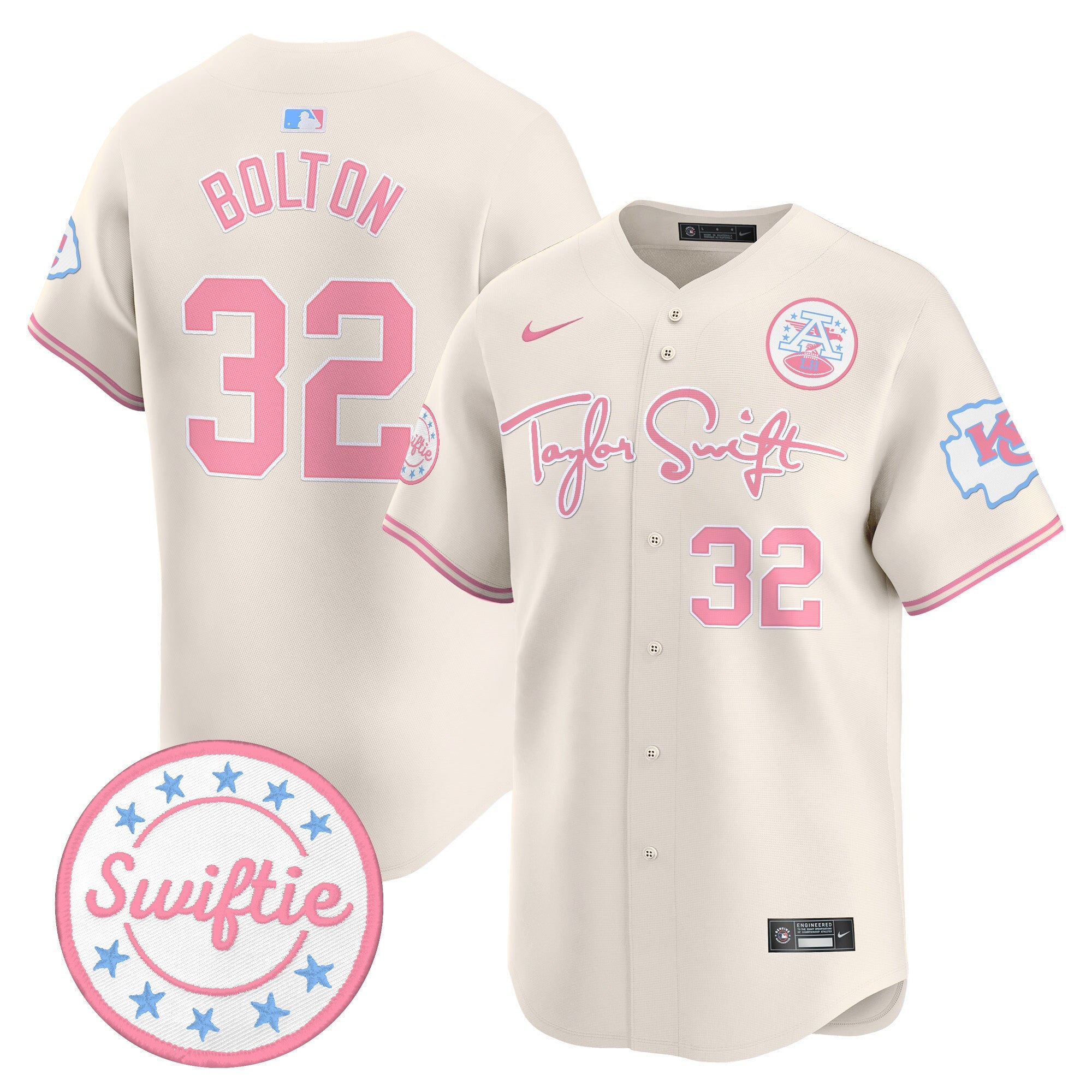 Men's Chiefs Taylor Swift Bubblegum Pink Vapor Premier Limited Jersey - All Stitched