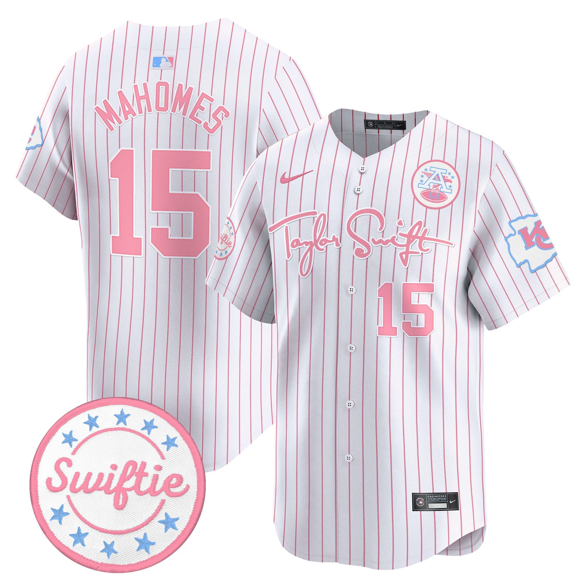 Men's Chiefs Taylor Swift Bubblegum Pink Vapor Premier Limited Jersey - All Stitched