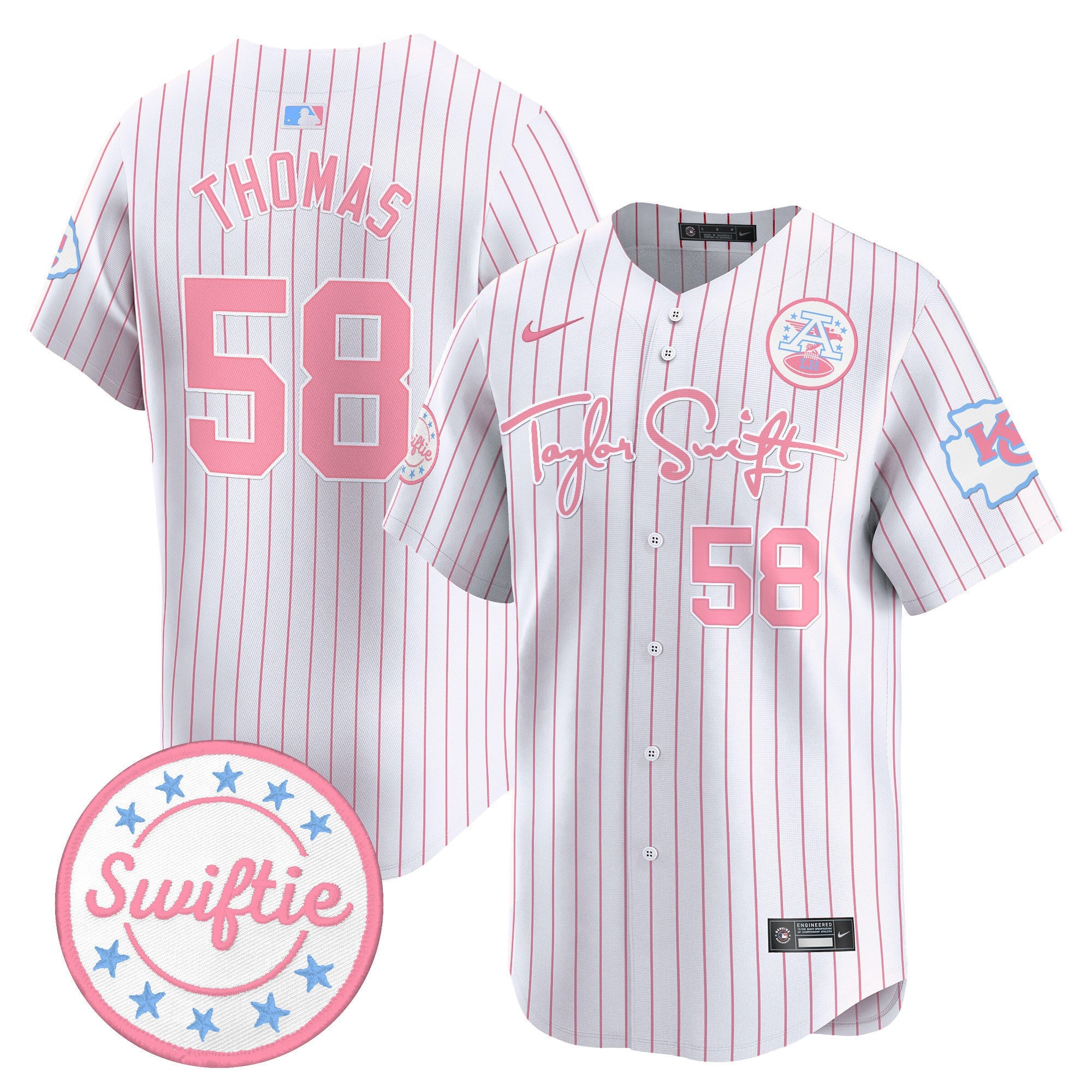 Men's Chiefs Taylor Swift Bubblegum Pink Vapor Premier Limited Jersey - All Stitched
