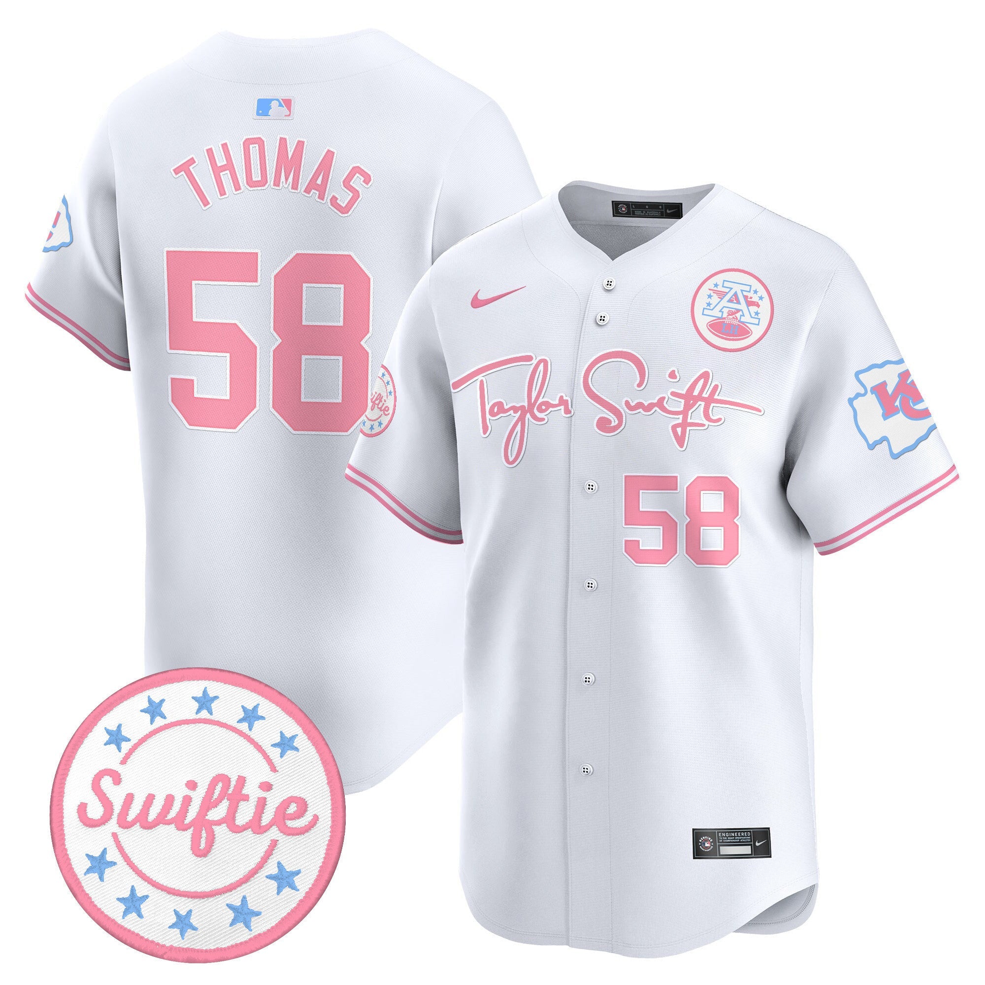 Men's Chiefs Taylor Swift Bubblegum Pink Vapor Premier Limited Jersey - All Stitched