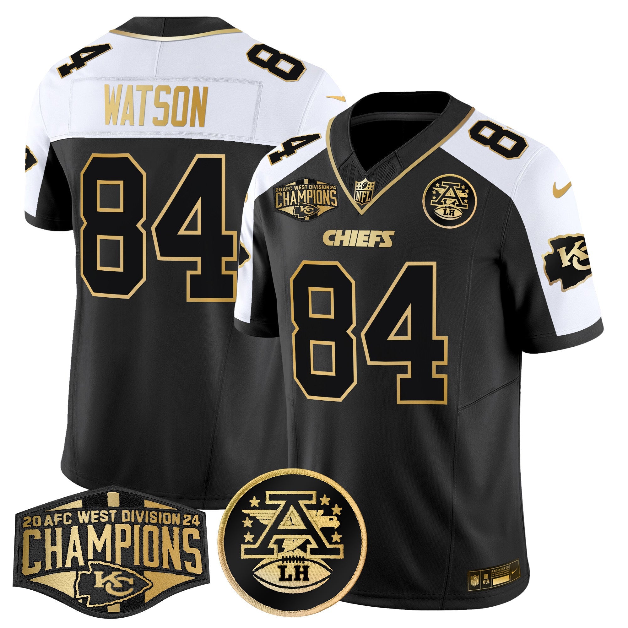 Men's Chiefs 2024 AFC West Division Champions Patch Gold Vapor Limited Jersey - All Stitched