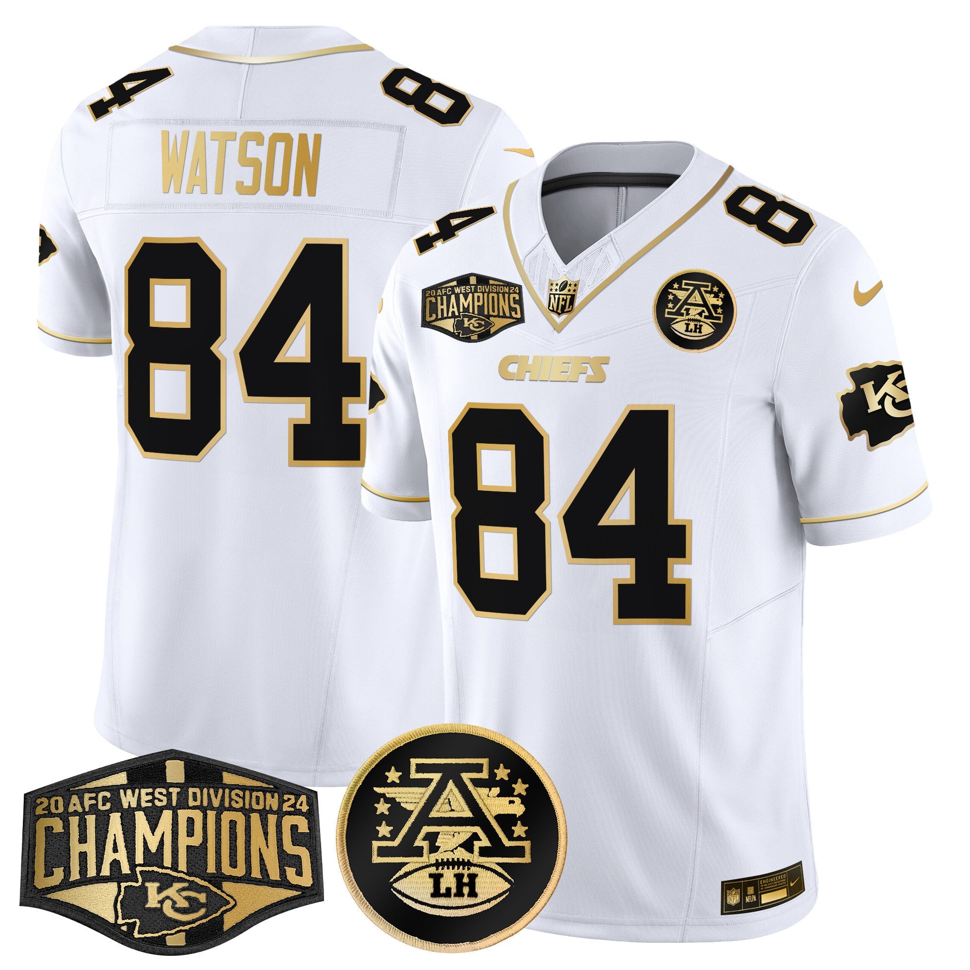 Men's Chiefs 2024 AFC West Division Champions Patch Gold Vapor Limited Jersey - All Stitched
