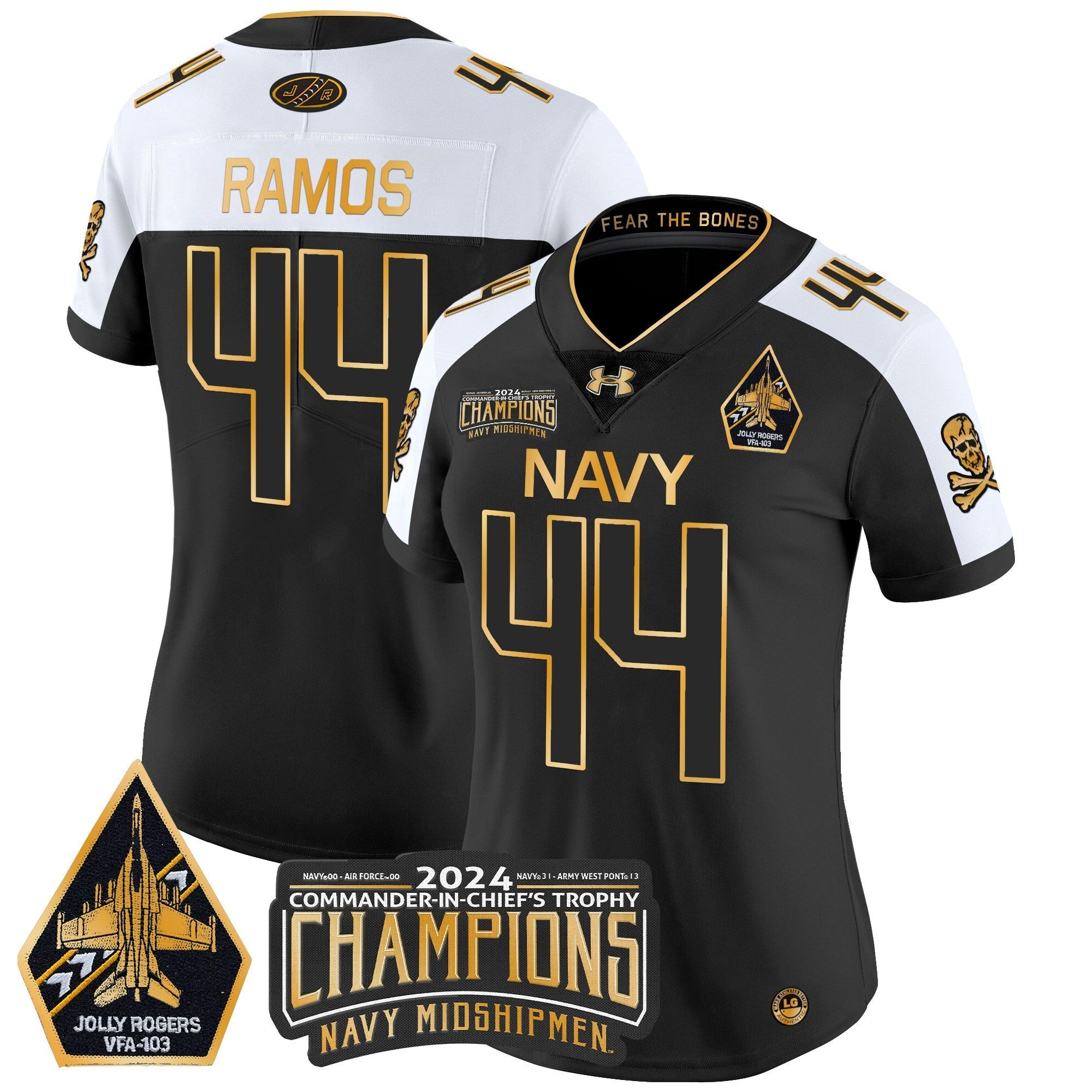 Women's Navy Midshipmen 2024 Commander-In-Chief's Trophy Champions Patch Gold Vapor Limited Jersey - All Stitched