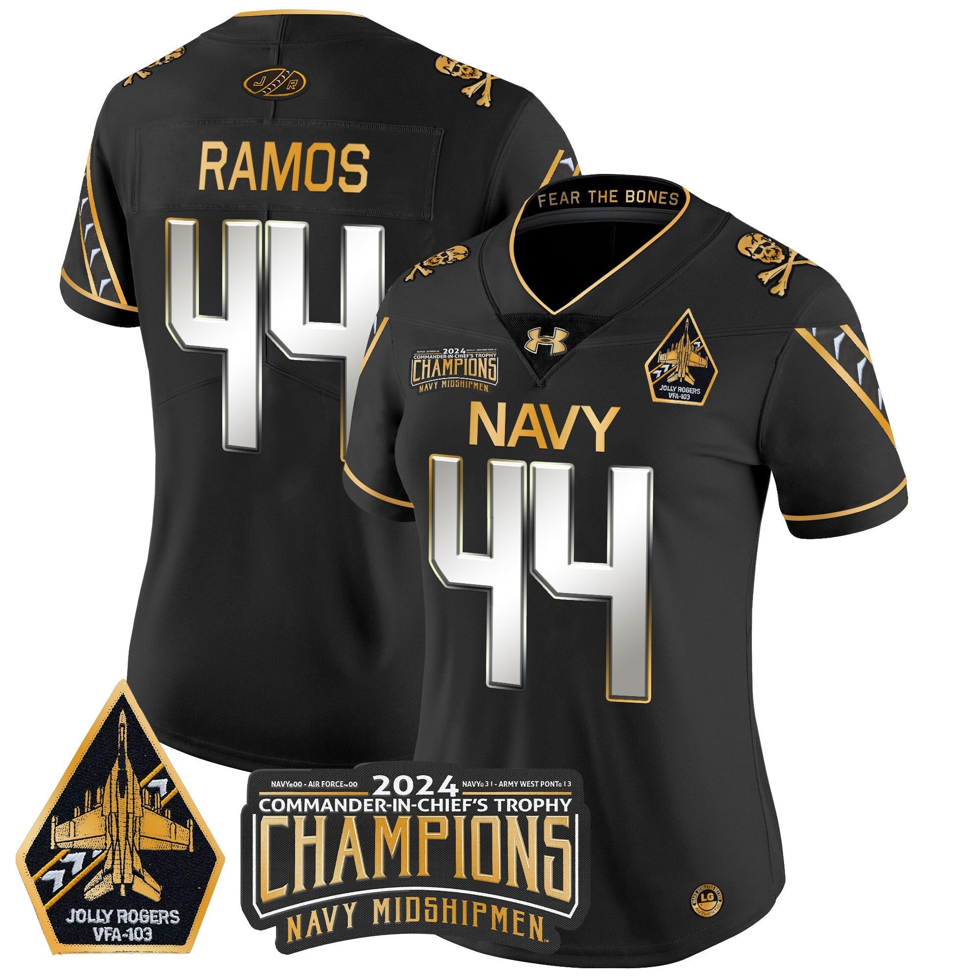 Women's Navy Midshipmen 2024 Commander-In-Chief's Trophy Champions Patch Gold Vapor Limited Jersey - All Stitched