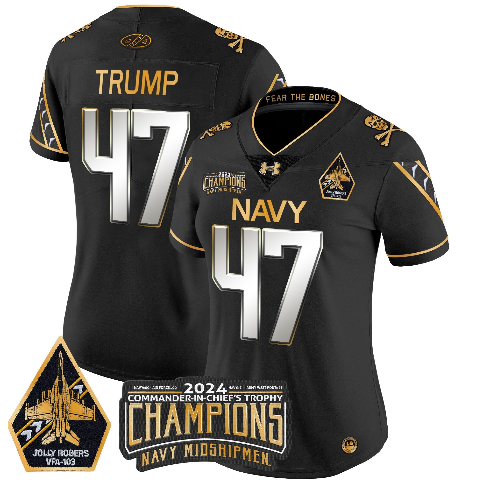 Women's Navy Midshipmen 2024 Commander-In-Chief's Trophy Champions Patch Gold Vapor Limited Jersey - All Stitched