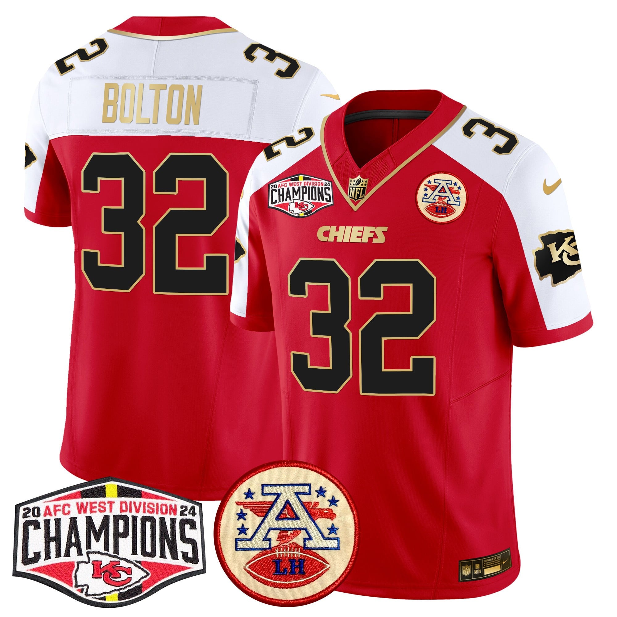 Men's Chiefs 2024 AFC West Division Champions Patch Vapor Limited Jersey - All Stitched