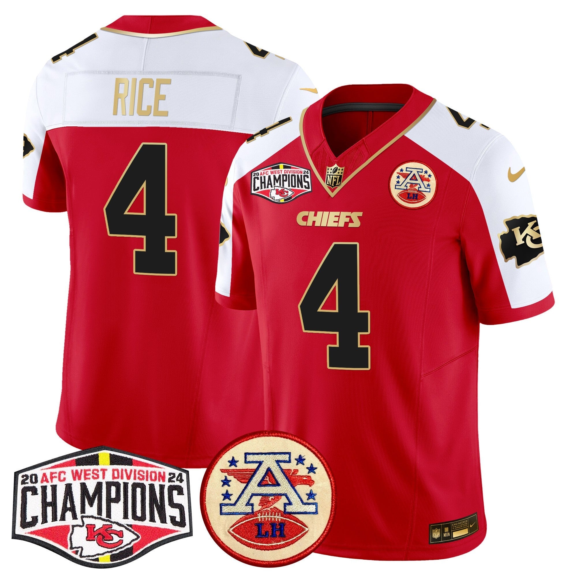 Men's Chiefs 2024 AFC West Division Champions Patch Vapor Limited Jersey - All Stitched