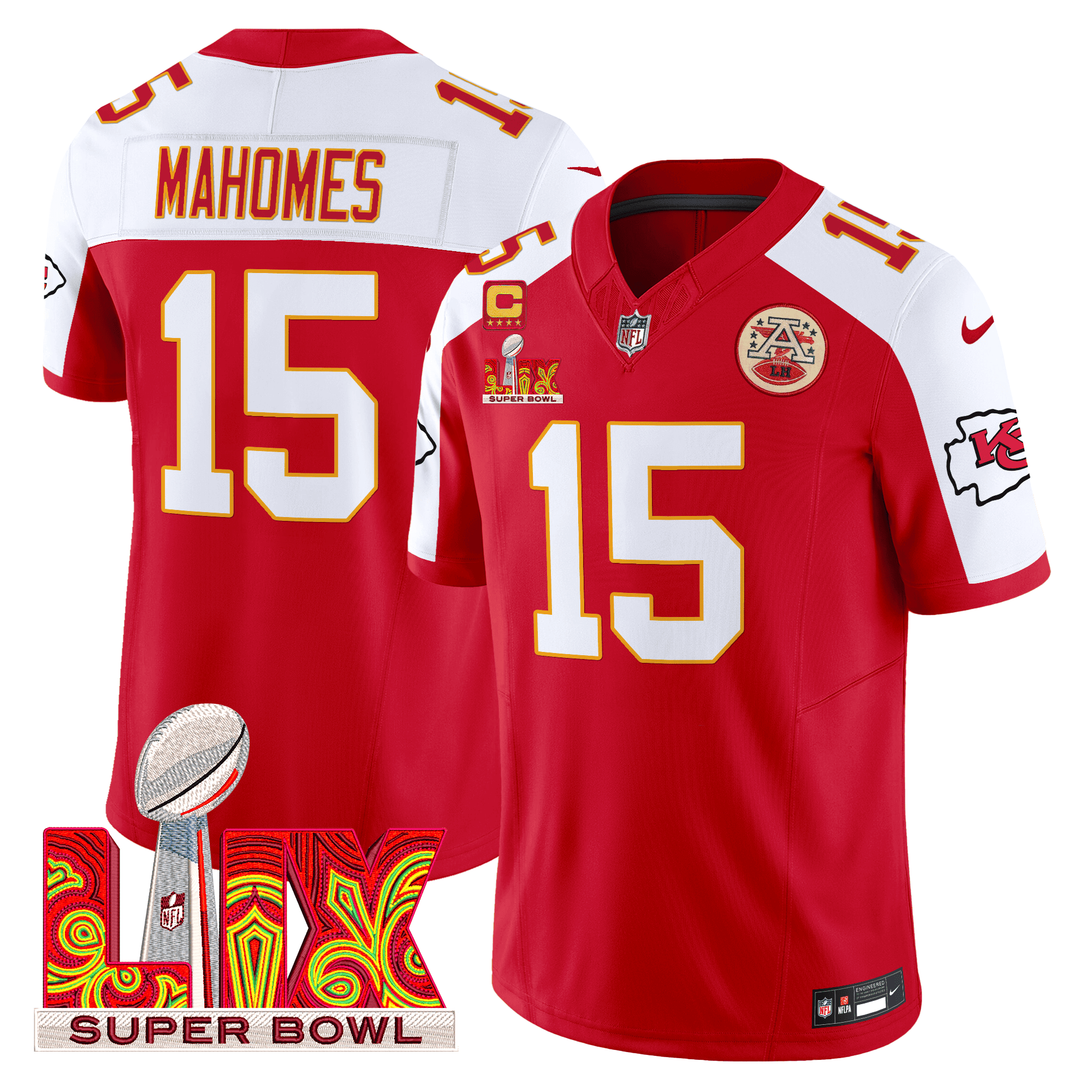 Men's Chiefs Super Bowl LIX Patch Vapor Limited Jersey - All Stitched